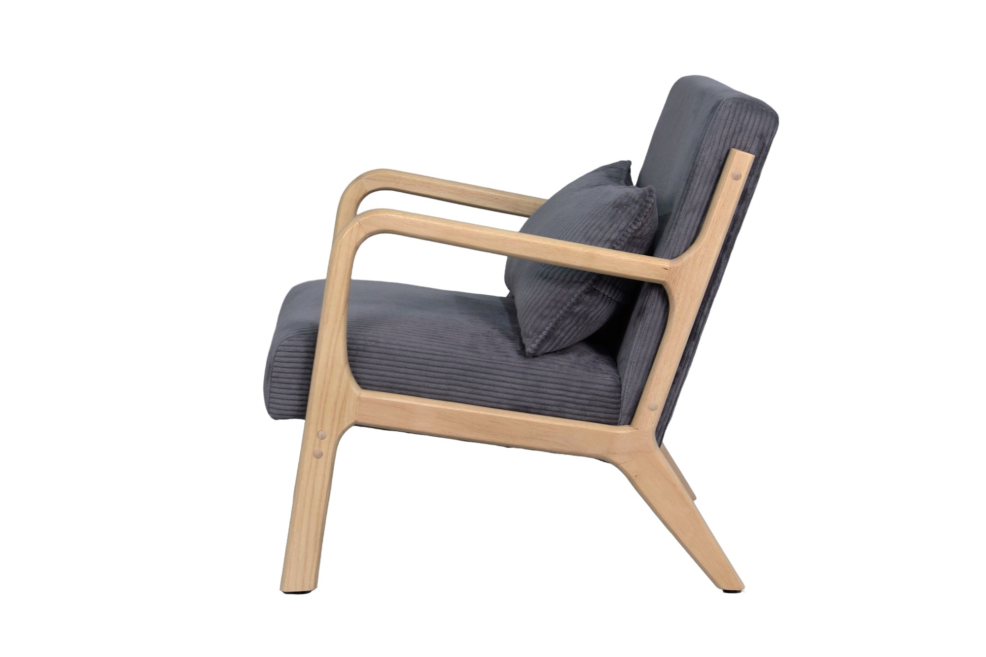 Sessel NOHR / Grob-Cord off-white oder grau / Gestell und Armlehnen Massivholz natur / B 65,5, H 78, T 84 cm