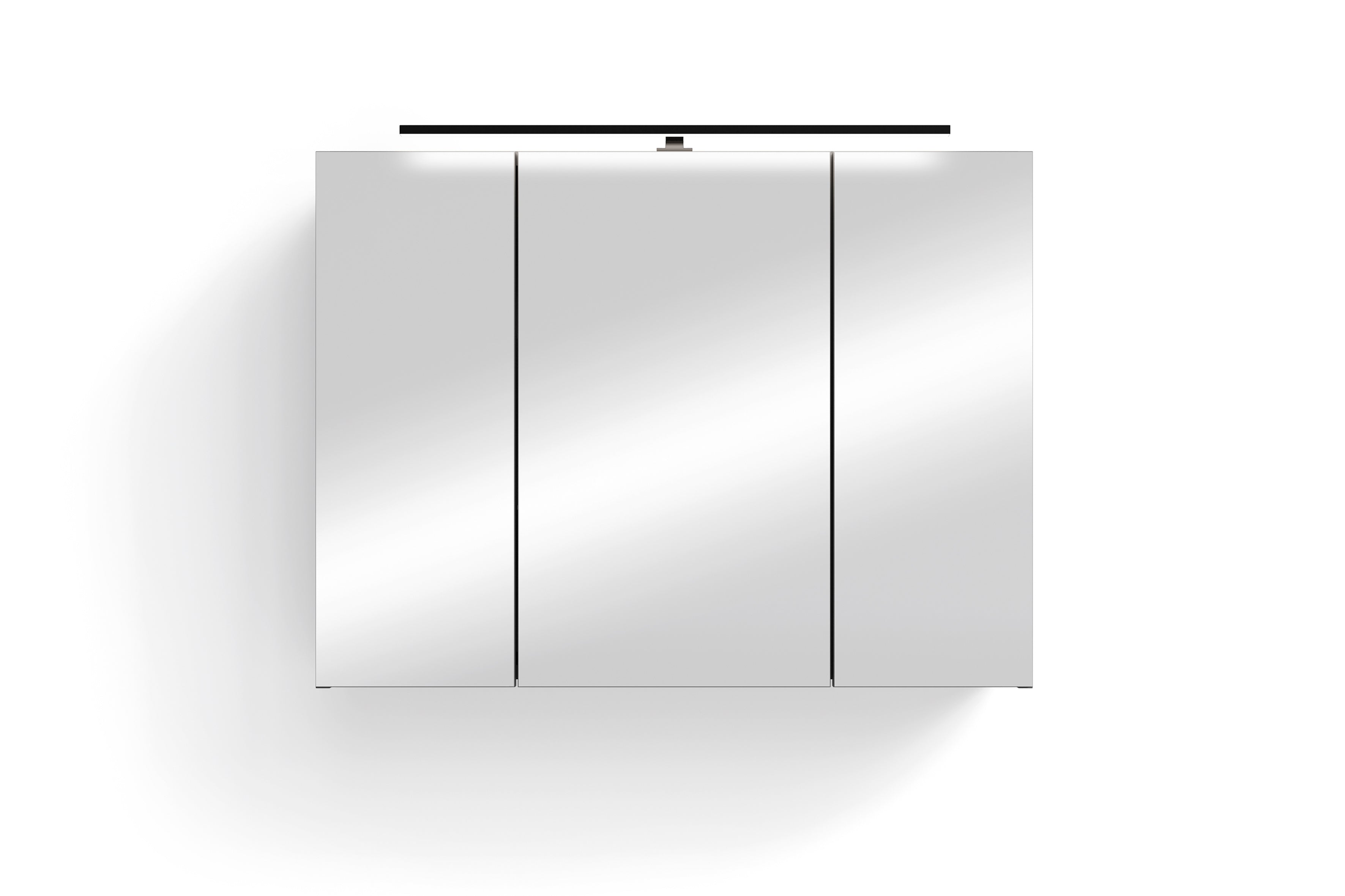 Spiegelschrank SPREE / Korpus matt weiß oder anthrazit mit Spiegeltüren / Hängeschrank mit Soft-Close-Funktion / Inklusive LED-Beleuchtung / Badschrank mit Stecker- und Schalterdose / B 80, H 60, T 20 cm