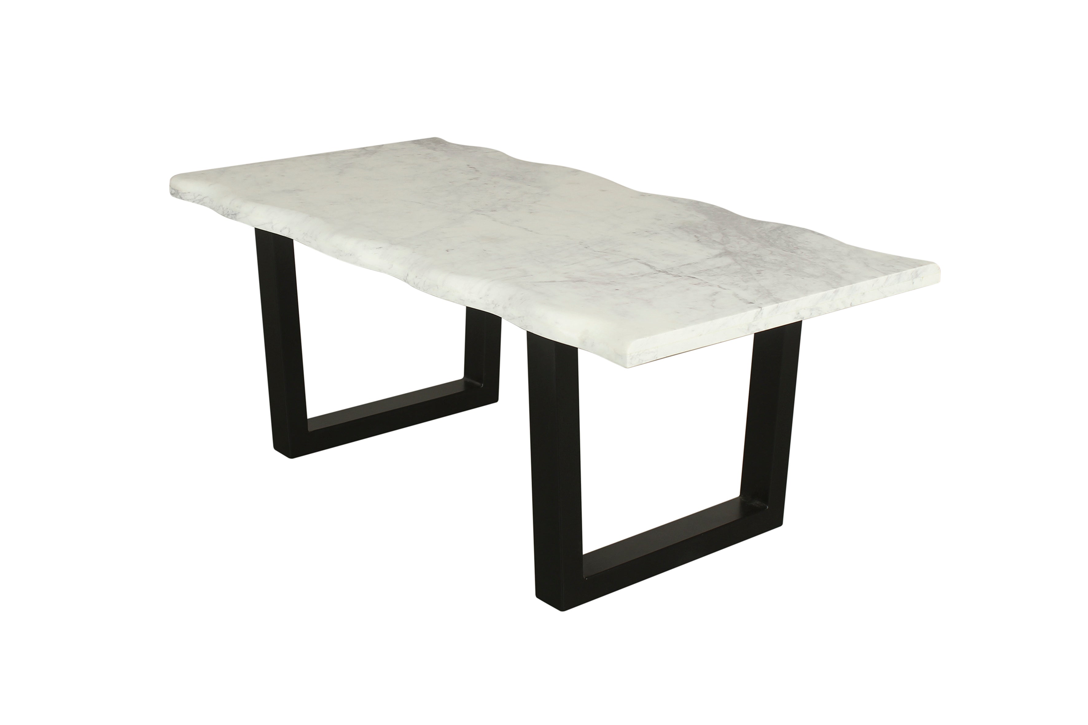 Couchtisch STONE / Tischplatte Marmor weiß / Gestell Metall schwarz / 115 x 60, H 46cm