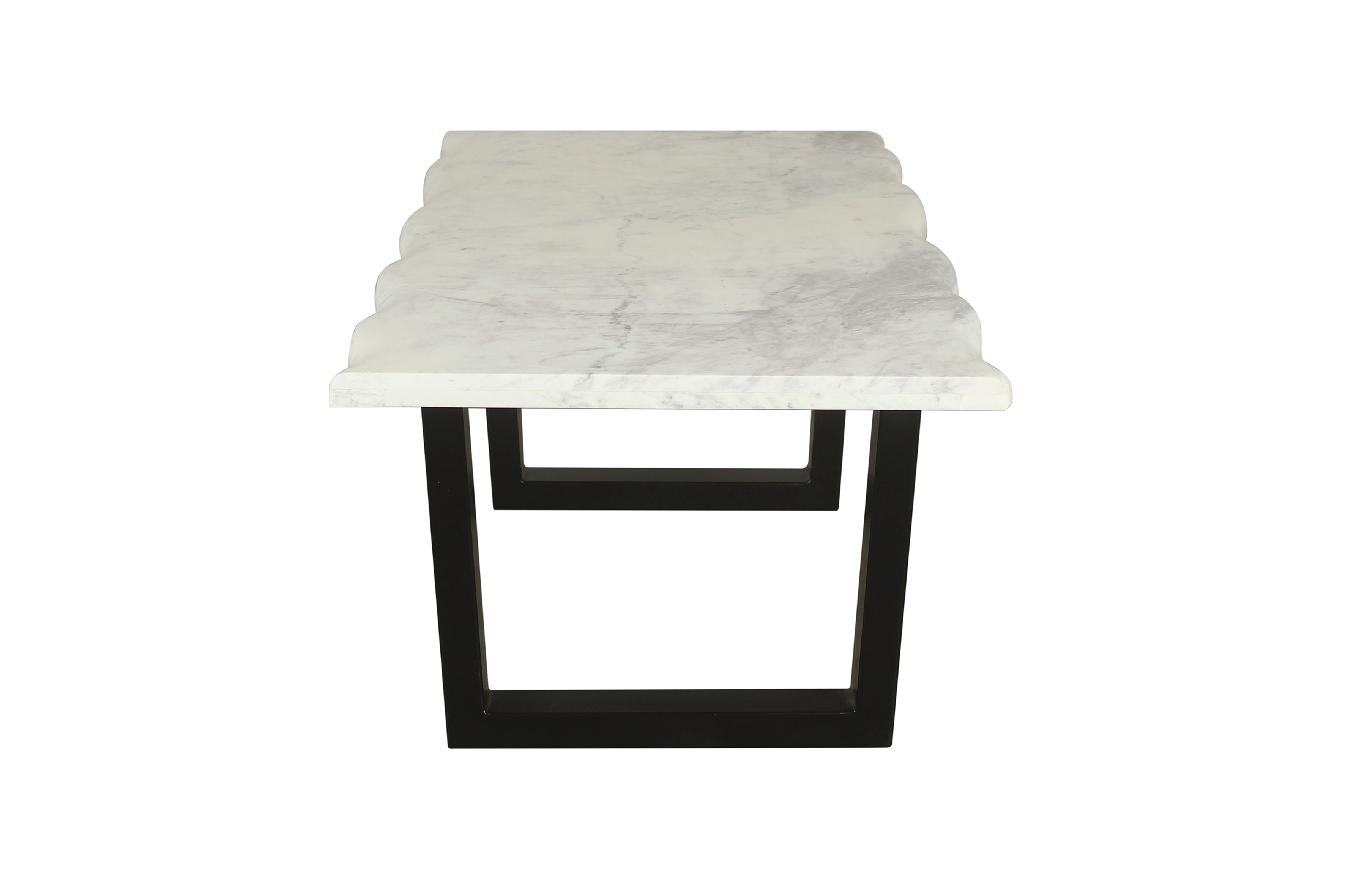 Couchtisch STONE / Tischplatte Marmor weiß / Gestell Metall schwarz / 115 x 60, H 46cm
