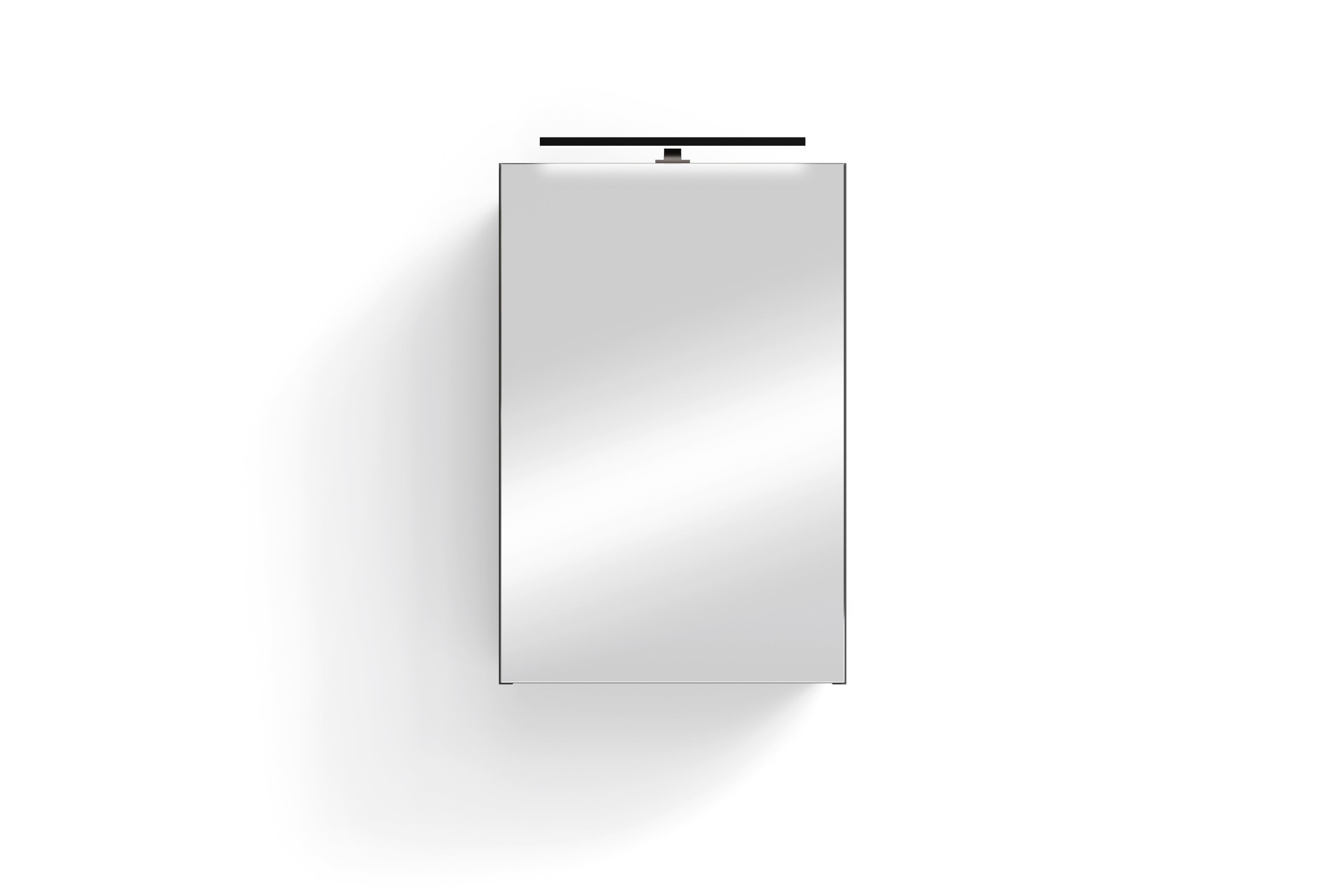 Spiegelschrank SPREE / Korpus matt weiß oder anthrazit mit Spiegeltüren / Hängeschrank mit Soft-Close-Funktion / Inklusive LED-Beleuchtung / Badschrank mit Stecker- und Schalterdose / B 40, H 60, T 20 cm