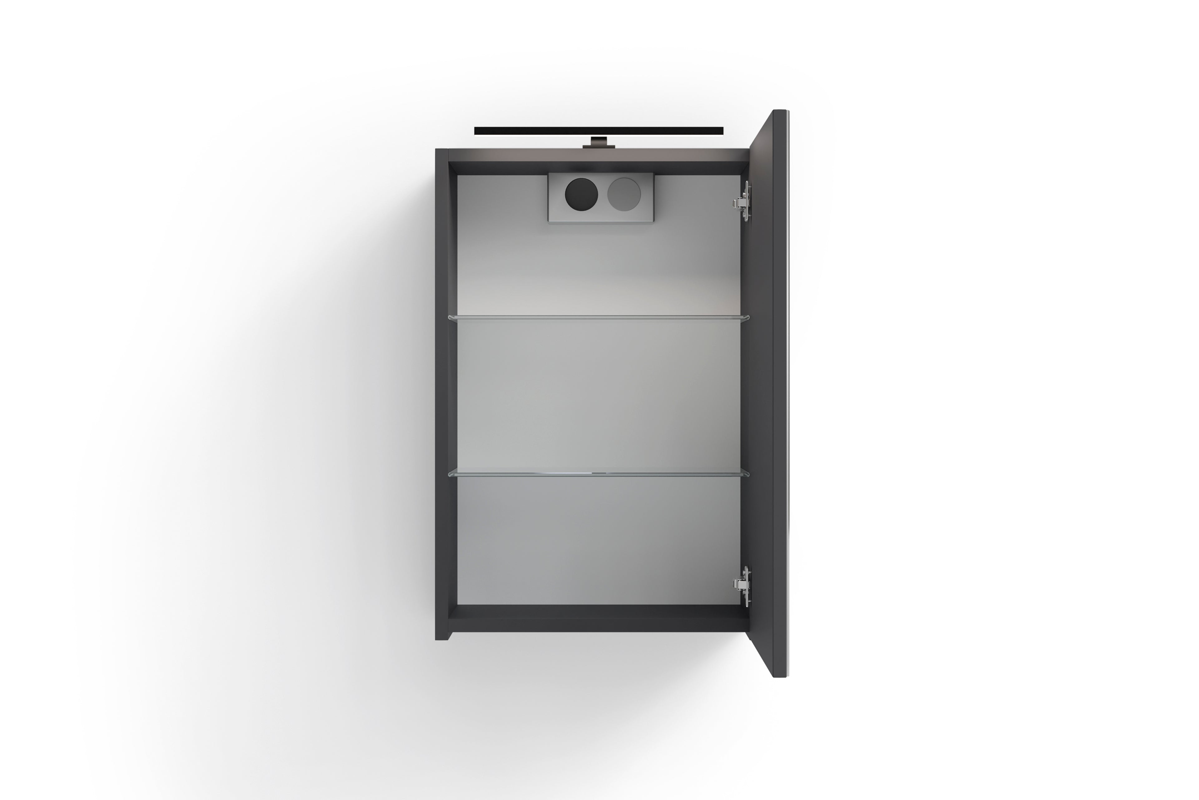 Spiegelschrank SPREE / Korpus matt weiß oder anthrazit mit Spiegeltüren / Hängeschrank mit Soft-Close-Funktion / Inklusive LED-Beleuchtung / Badschrank mit Stecker- und Schalterdose / B 40, H 60, T 20 cm