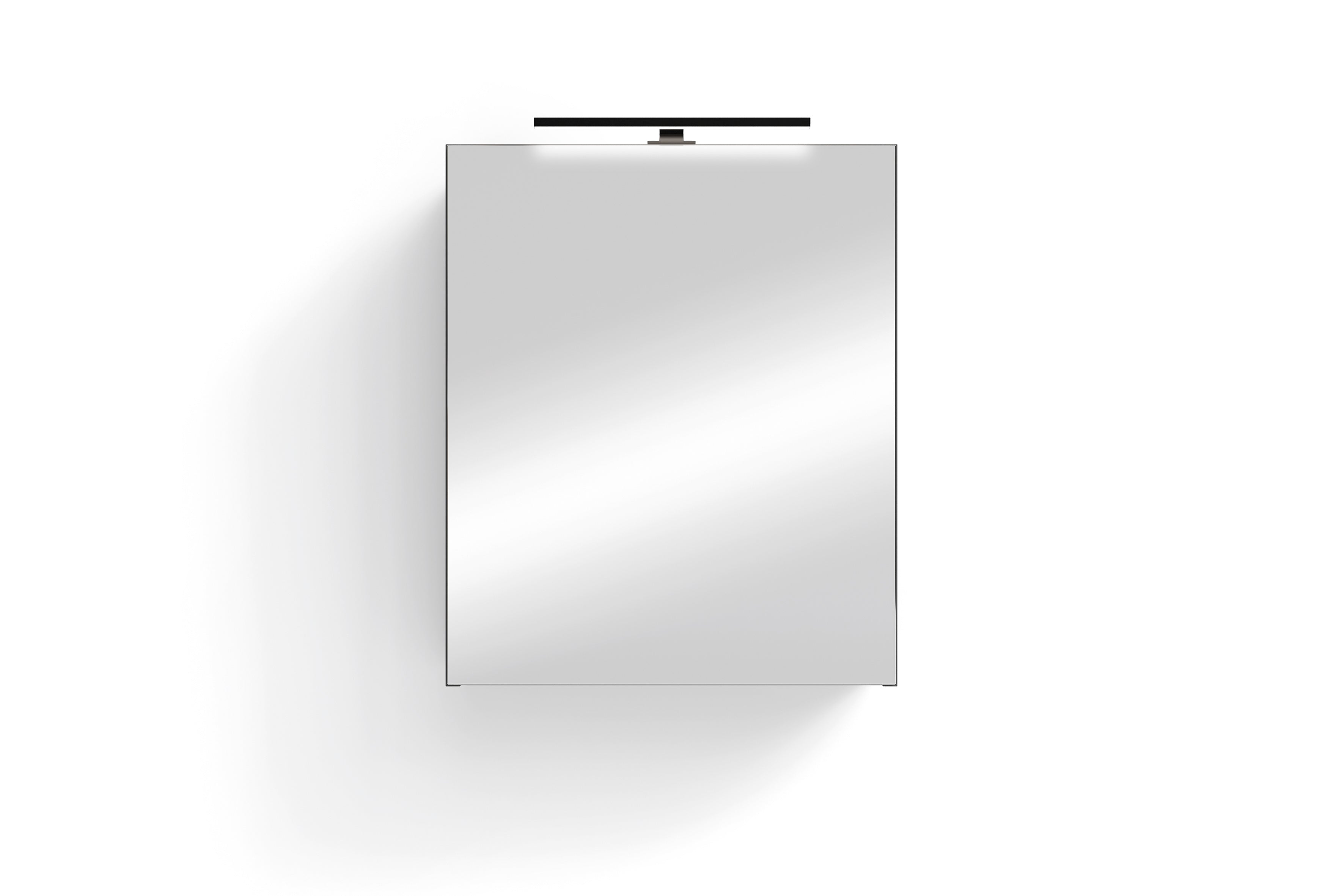 Spiegelschrank SPREE / Korpus matt weiß oder anthrazit mit Spiegeltüren / Hängeschrank mit Soft-Close-Funktion / Inklusive LED-Beleuchtung / Badschrank mit Stecker- und Schalterdose / B 50, H 60, T 20 cm