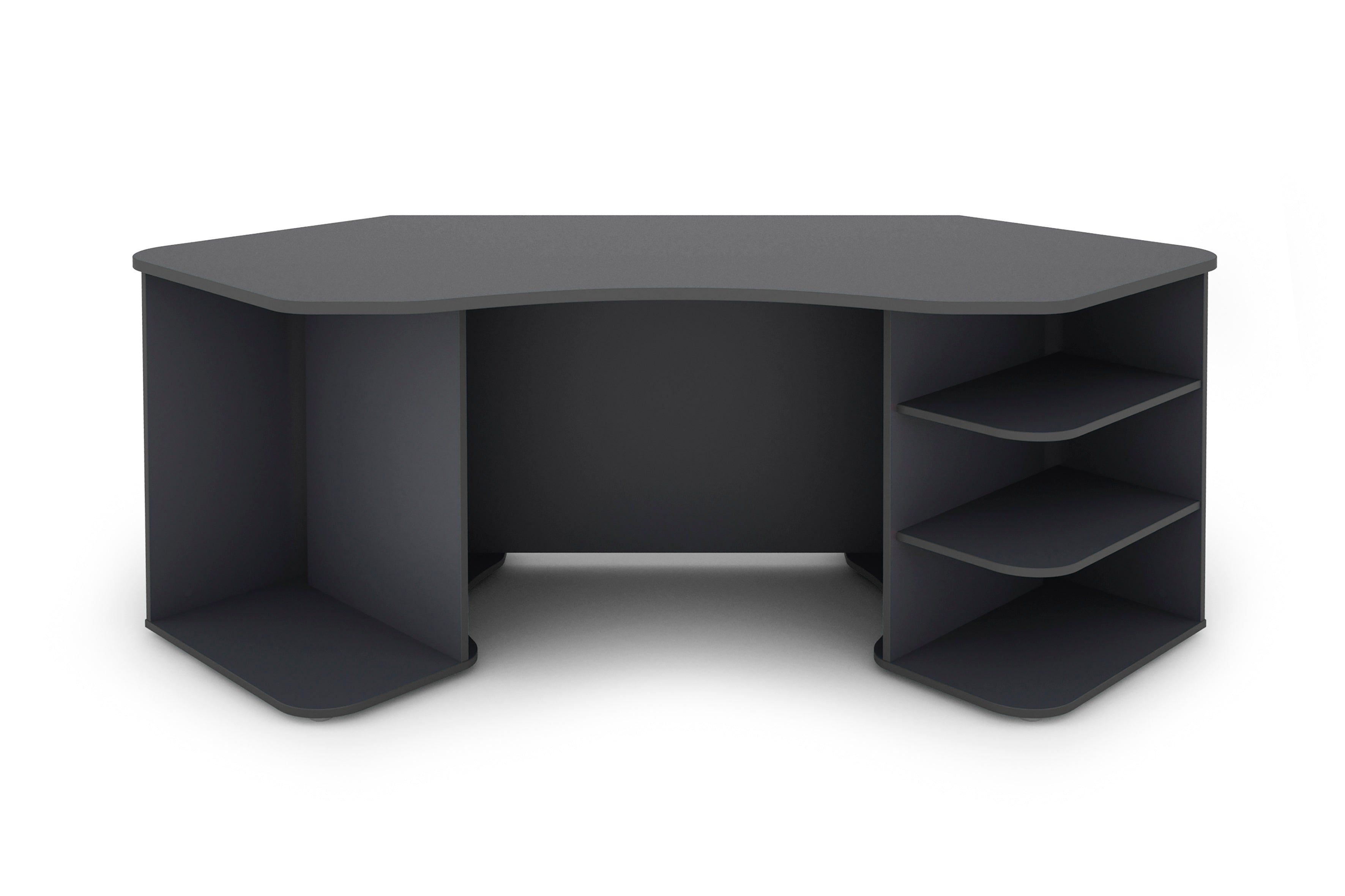 Schreibtisch THANATOS / Gaming-Tisch in anthrazit mit Kanten in rot, weiß oder anthrazit / Eck-Schreibtisch mit viel Stauraum und XXL Tischplatte / Computer-Tisch / PC / Arbeits-Tisch / 198x76x85cm (BxHxT)