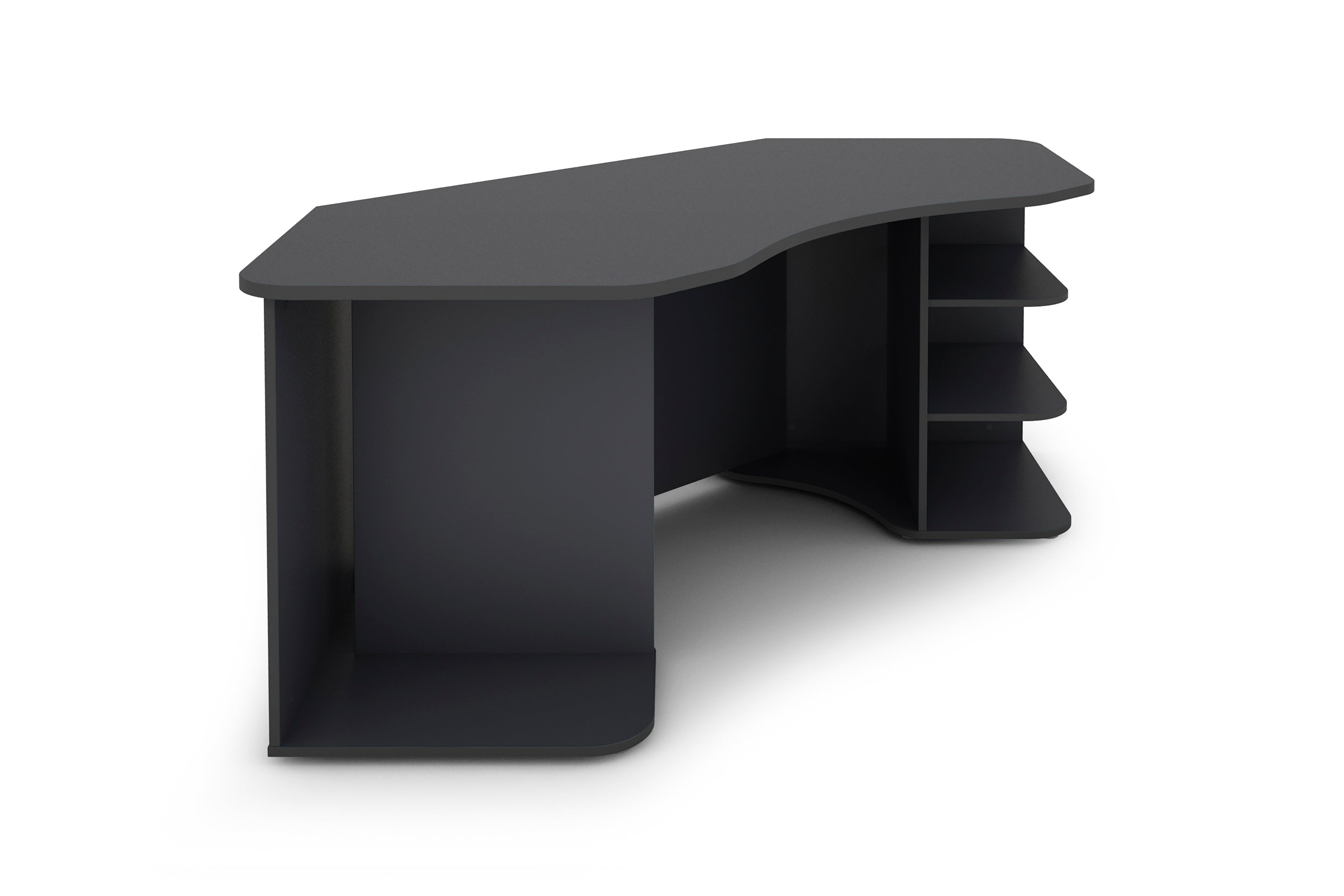 Schreibtisch THANATOS / Gaming-Tisch in anthrazit mit Kanten in rot, weiß oder anthrazit / Eck-Schreibtisch mit viel Stauraum und XXL Tischplatte / Computer-Tisch / PC / Arbeits-Tisch / 198x76x85cm (BxHxT)