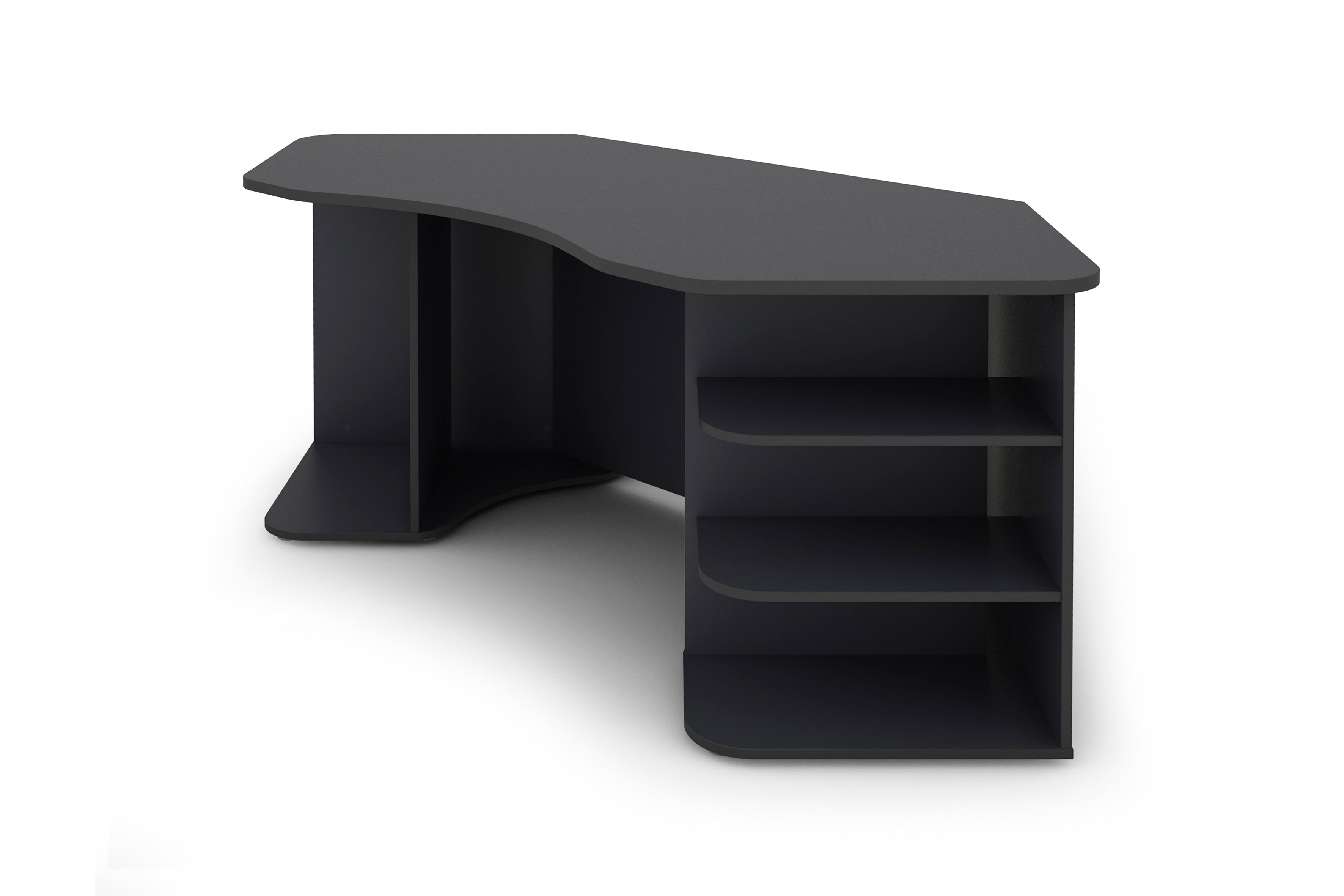 Schreibtisch THANATOS / Gaming-Tisch in anthrazit mit Kanten in rot, weiß oder anthrazit / Eck-Schreibtisch mit viel Stauraum und XXL Tischplatte / Computer-Tisch / PC / Arbeits-Tisch / 198x76x85cm (BxHxT)