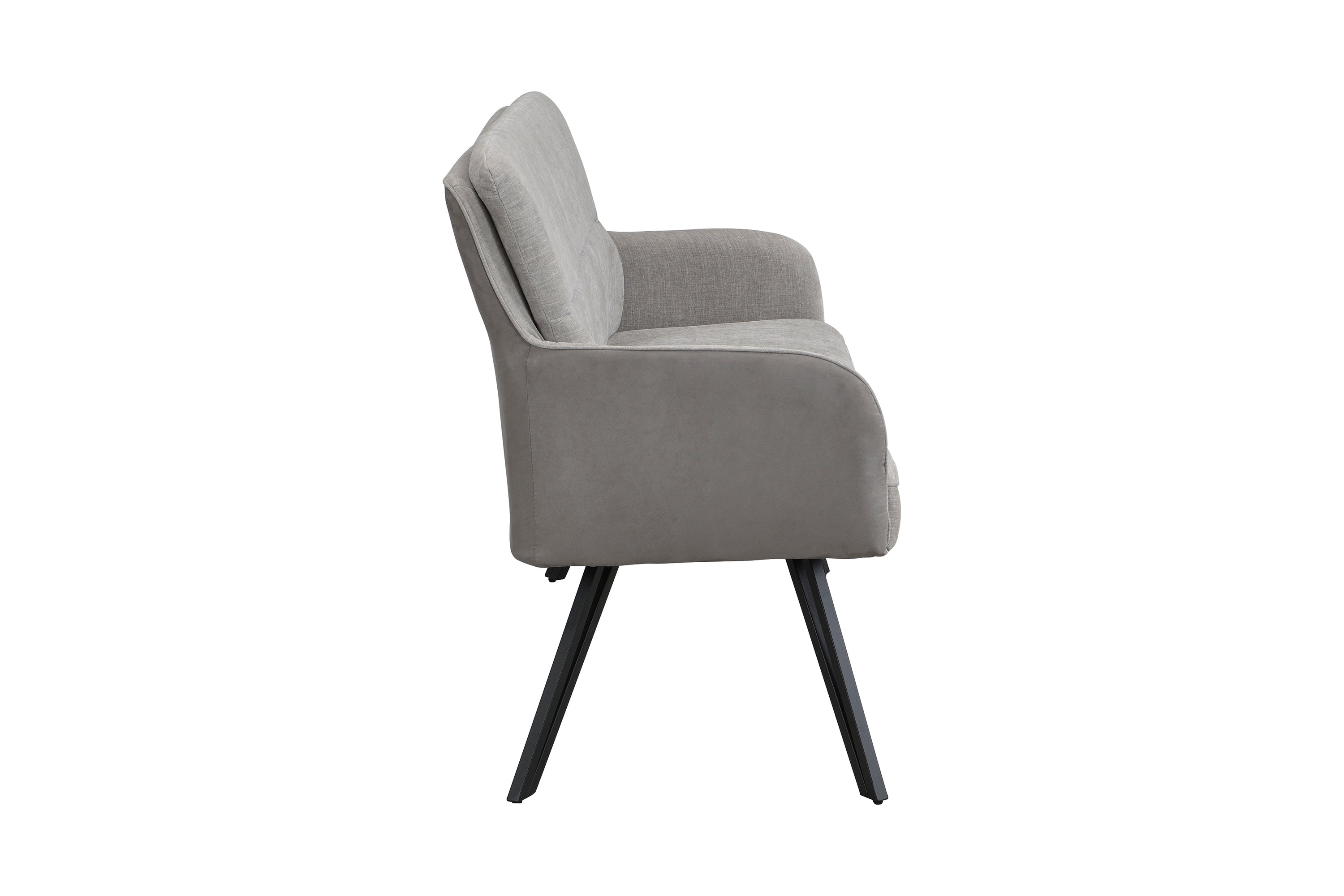 Bank TINO / Webstoff und Mikrofaser Bezug schwarz oder hellgrau / Gestell in schwarz / Aufgedoppelter Rücken / Küchenbank, Sitzbank, Esszimmerbank / B 140 x H 94 x T 67 cm oder B 160 x H 94 x T 67 cm