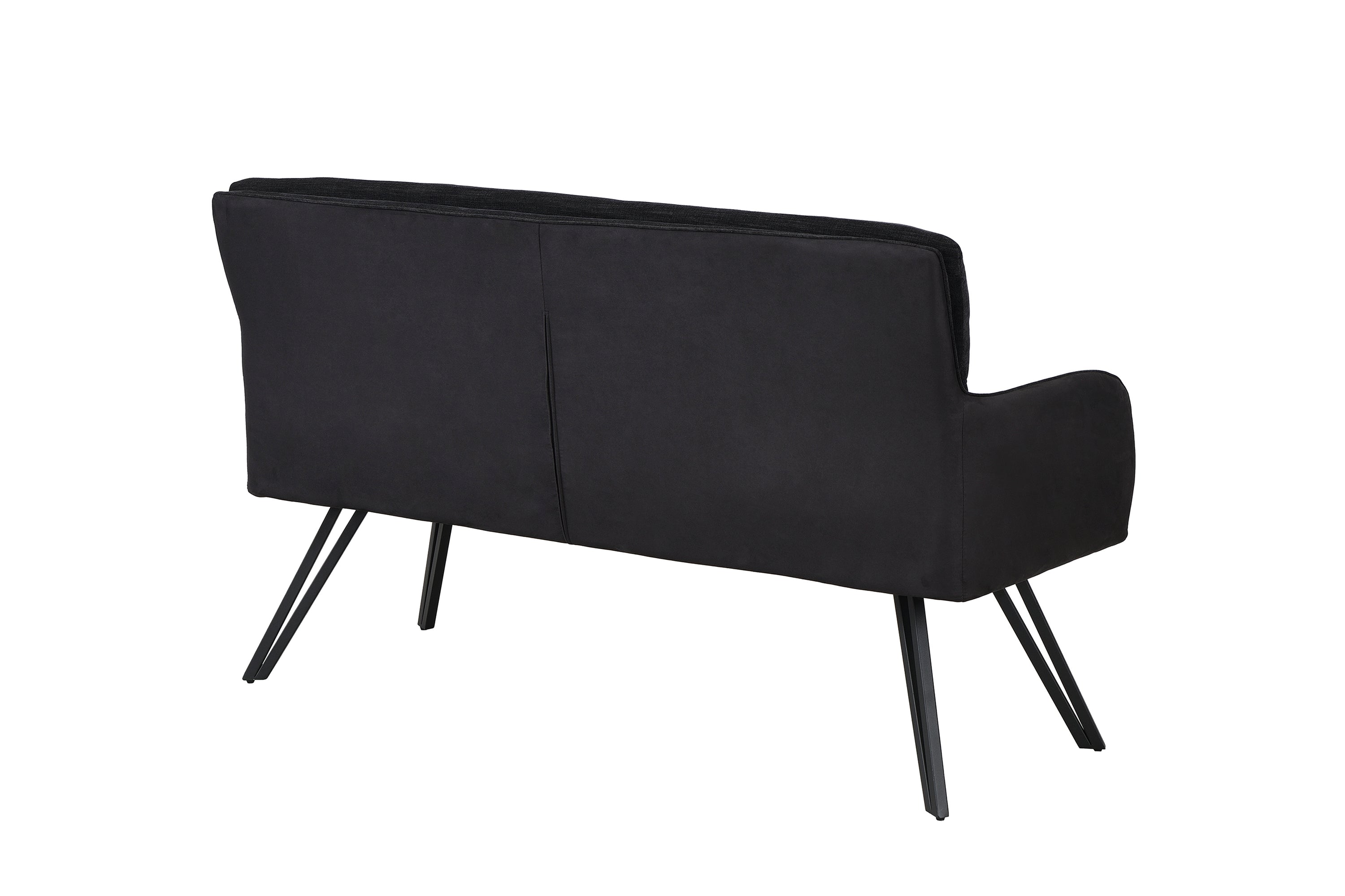 Bank TINO / Webstoff und Mikrofaser Bezug schwarz oder hellgrau / Gestell in schwarz / Aufgedoppelter Rücken / Küchenbank, Sitzbank, Esszimmerbank / B 140 x H 94 x T 67 cm oder B 160 x H 94 x T 67 cm