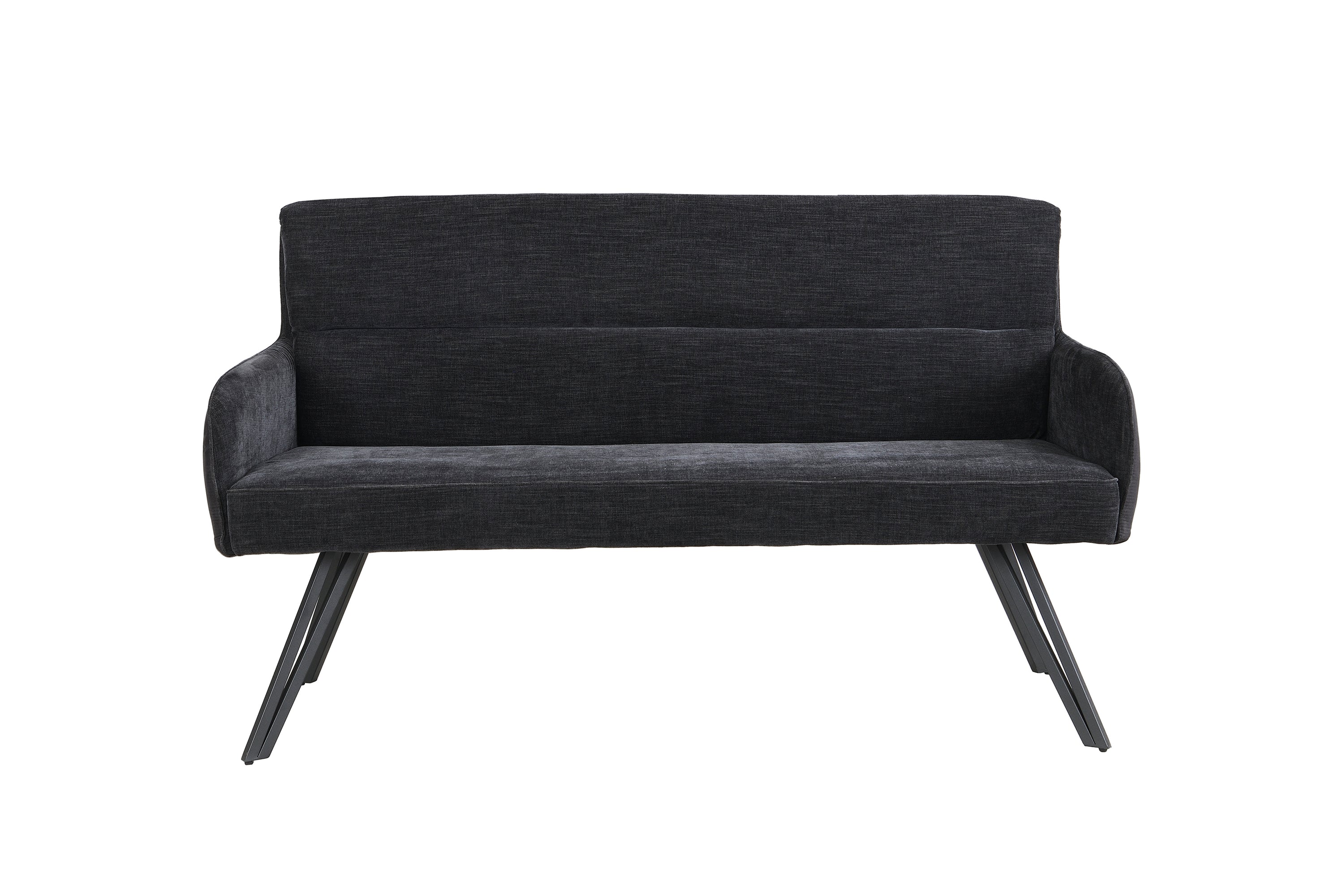 Bank TINO / Webstoff und Mikrofaser Bezug schwarz oder hellgrau / Gestell in schwarz / Aufgedoppelter Rücken / Küchenbank, Sitzbank, Esszimmerbank / B 140 x H 94 x T 67 cm oder B 160 x H 94 x T 67 cm