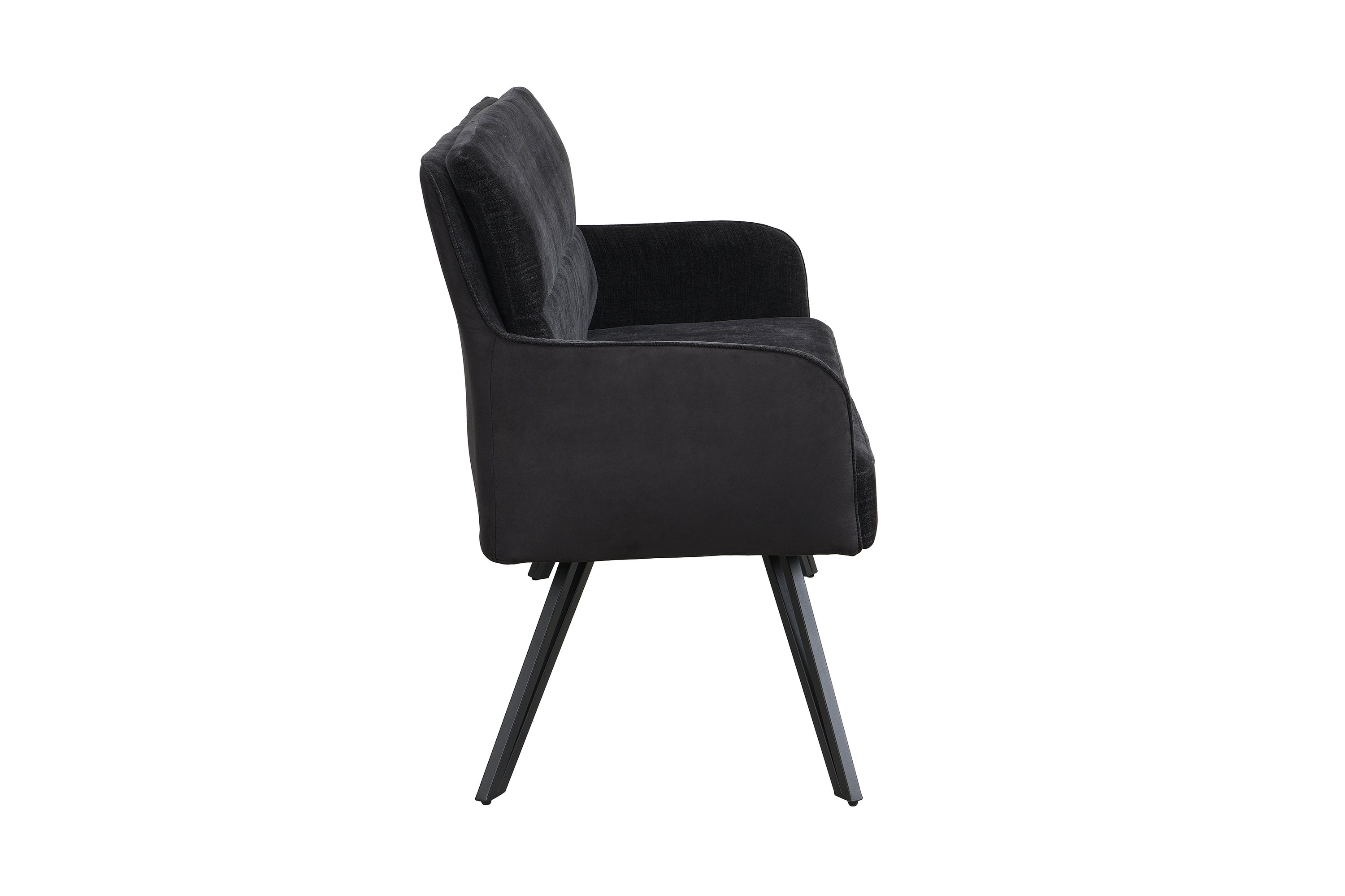 Bank TINO / Webstoff und Mikrofaser Bezug schwarz oder hellgrau / Gestell in schwarz / Aufgedoppelter Rücken / Küchenbank, Sitzbank, Esszimmerbank / B 140 x H 94 x T 67 cm oder B 160 x H 94 x T 67 cm