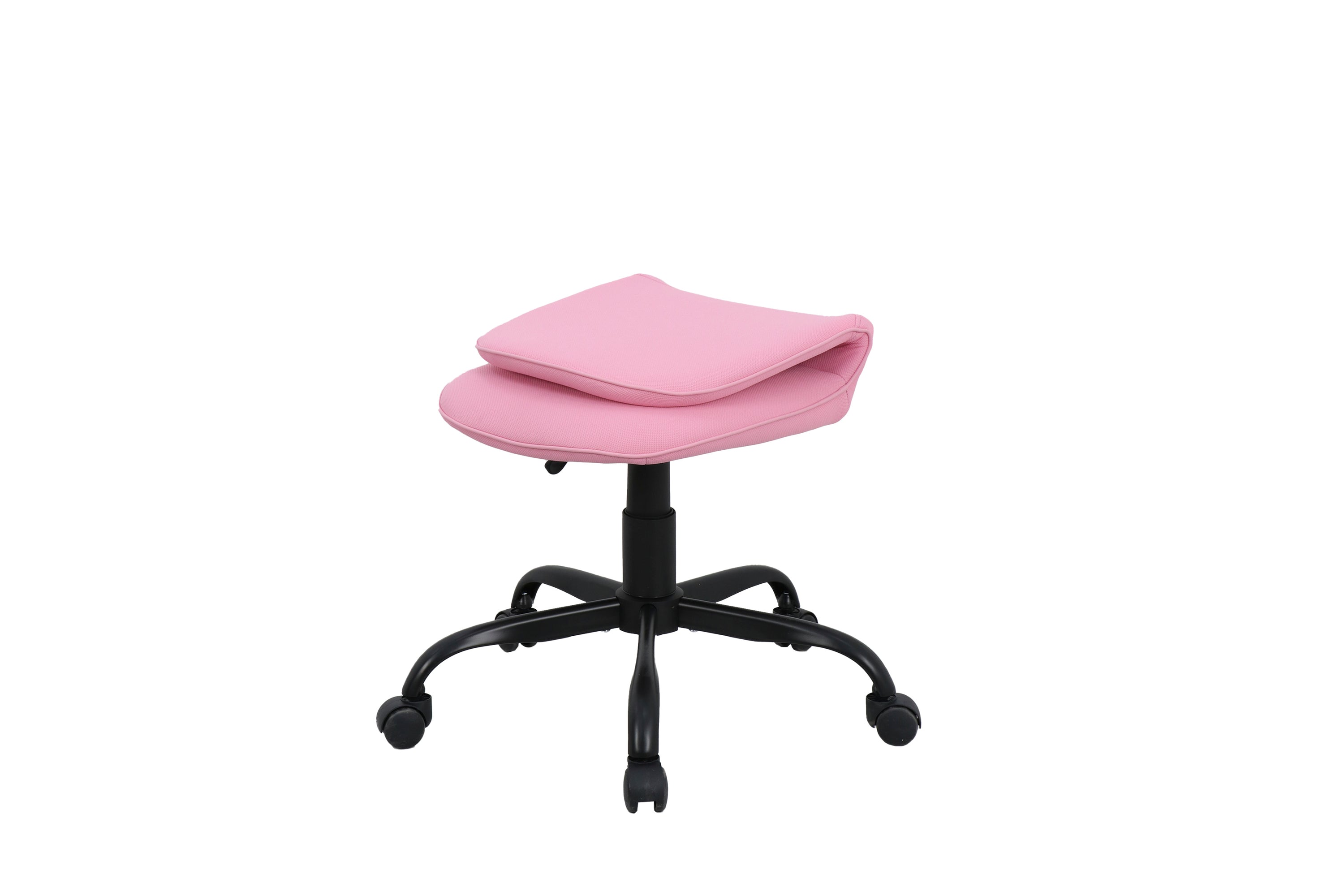Bürostuhl TROLLY Drehstuhl / Kinderstuhl / Metall schwarz pulverbeschichtet / Bezug Webstoff pink oder hellgrau / klappbar / Sicherheitsdoppelrollen / Maße: B 42, H 85-95, T 54 cm