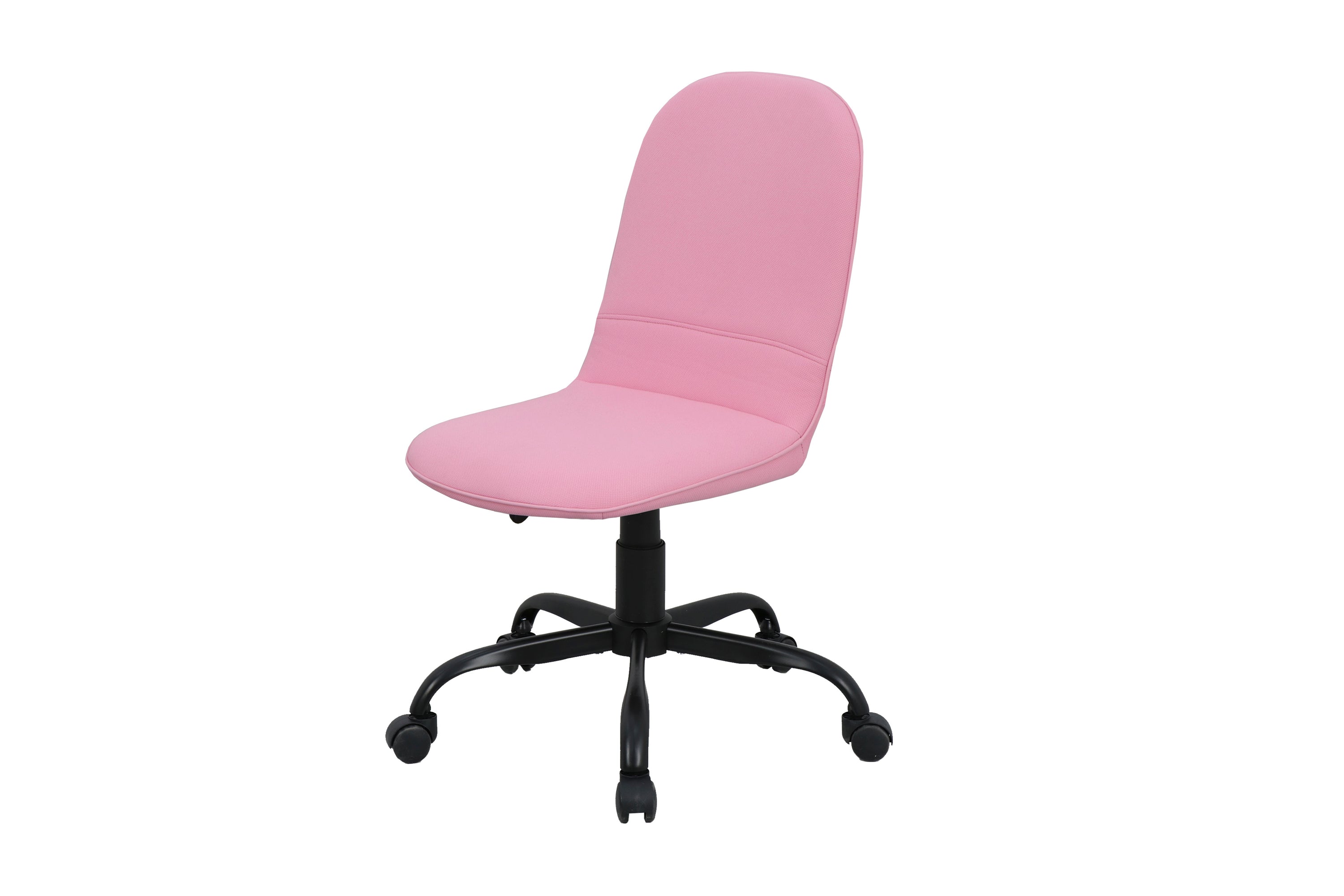 Bürostuhl TROLLY Drehstuhl / Kinderstuhl / Metall schwarz pulverbeschichtet / Bezug Webstoff pink oder hellgrau / klappbar / Sicherheitsdoppelrollen / Maße: B 42, H 85-95, T 54 cm