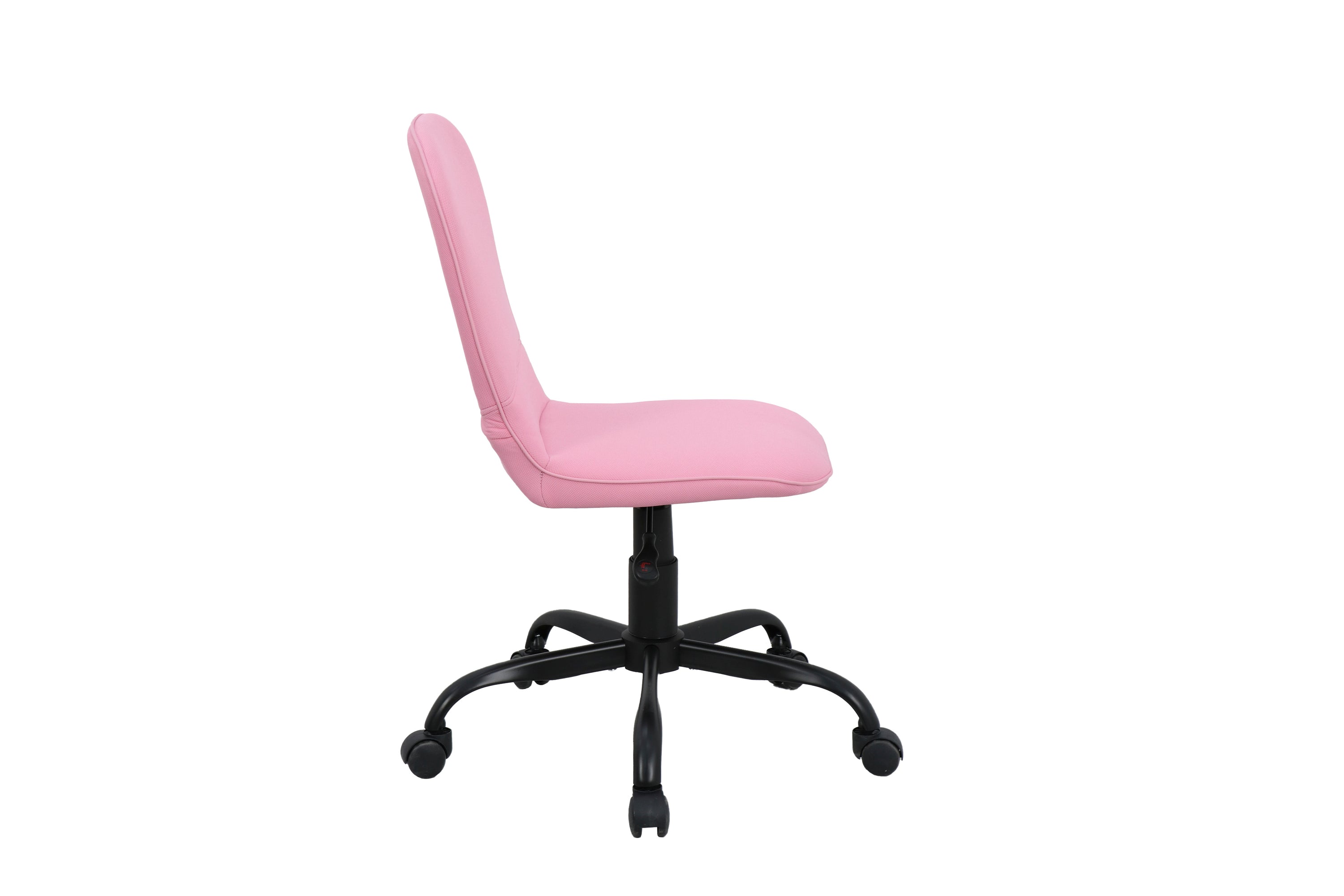Bürostuhl TROLLY Drehstuhl / Kinderstuhl / Metall schwarz pulverbeschichtet / Bezug Webstoff pink oder hellgrau / klappbar / Sicherheitsdoppelrollen / Maße: B 42, H 85-95, T 54 cm