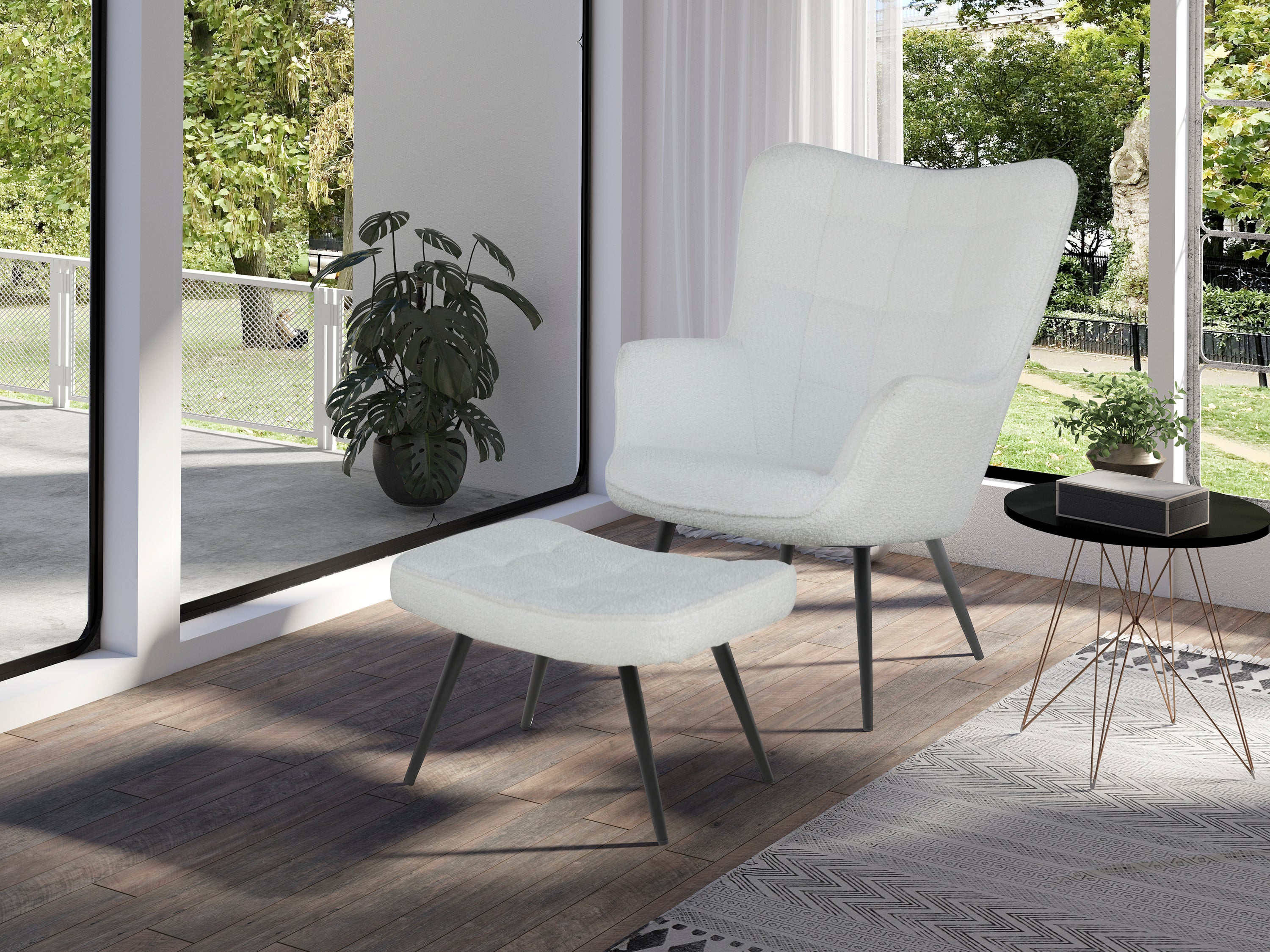 Sessel Uta / Cord grau, Samt schwarz, Webstoff dunkelgrau, Samt dunkelgrün, Webstoff sandfarben / Gestell schwarz pulverbeschichtet / Relaxsessel / Armlehnen-Sessel / B 72, H 97, T 80 cm