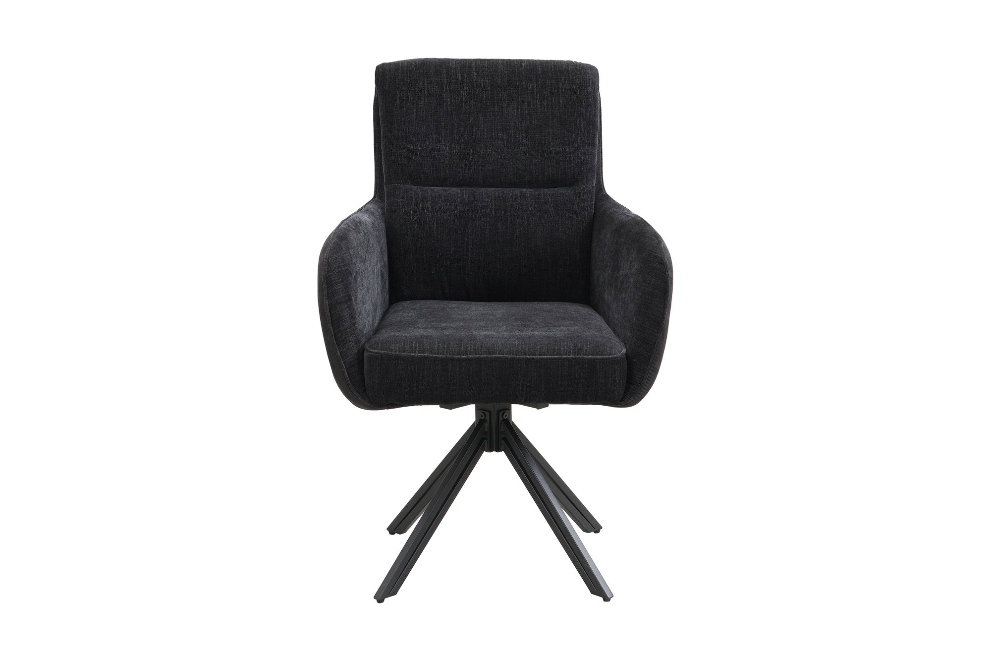 Stuhl 2-er Set TINO / Bezug Webstoff-Mikrofaser in schwarz oder hellgrau, Gestell in schwarz / 360° drehbar / Esszimmerstuhl / Küchenstuhl / B 62 x H 94 x T 70 cm
