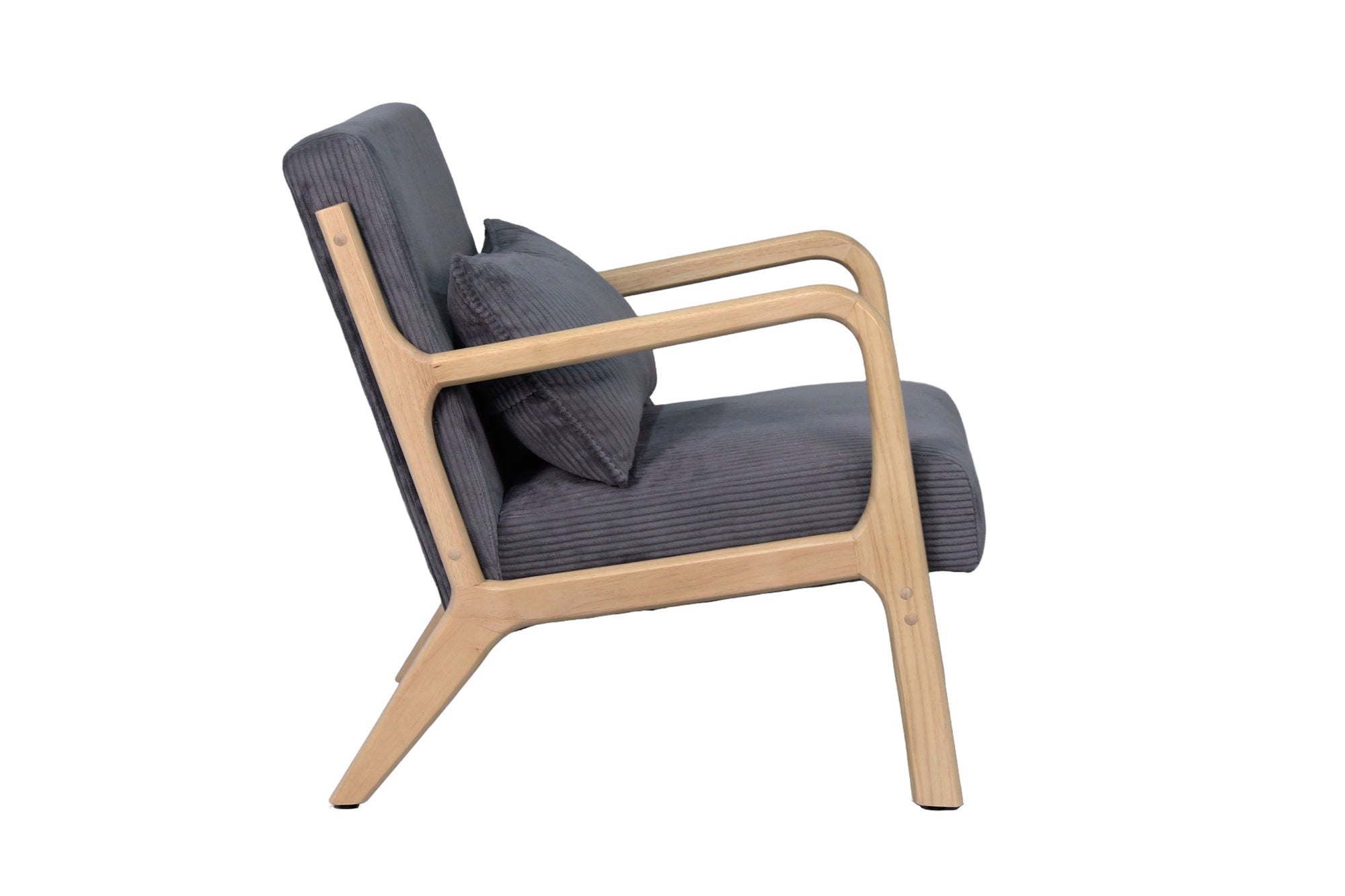 byLIVING Sessel NOHR / Grob-Cord off-white oder grau / Gestell und Armlehnen Massivholz natur / B 65,5, H 78, T 84 cm