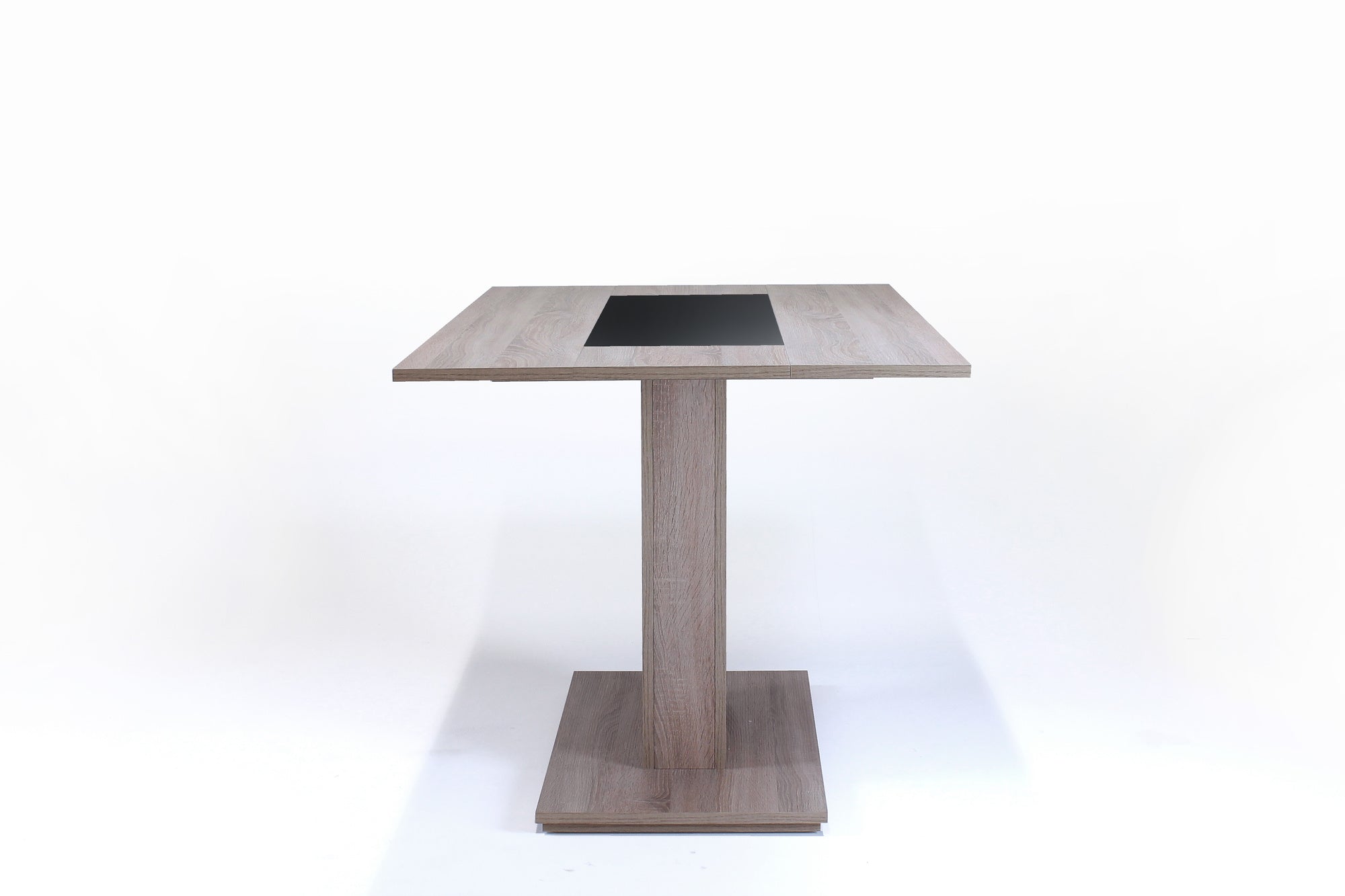 byLIVING Säulentisch Vienna / Moderner Küchentisch in Eiche-Optik, Einlage schwarz oder weiß montierbar / Kleiner Esstisch / B 110, H 75, T 70 cm