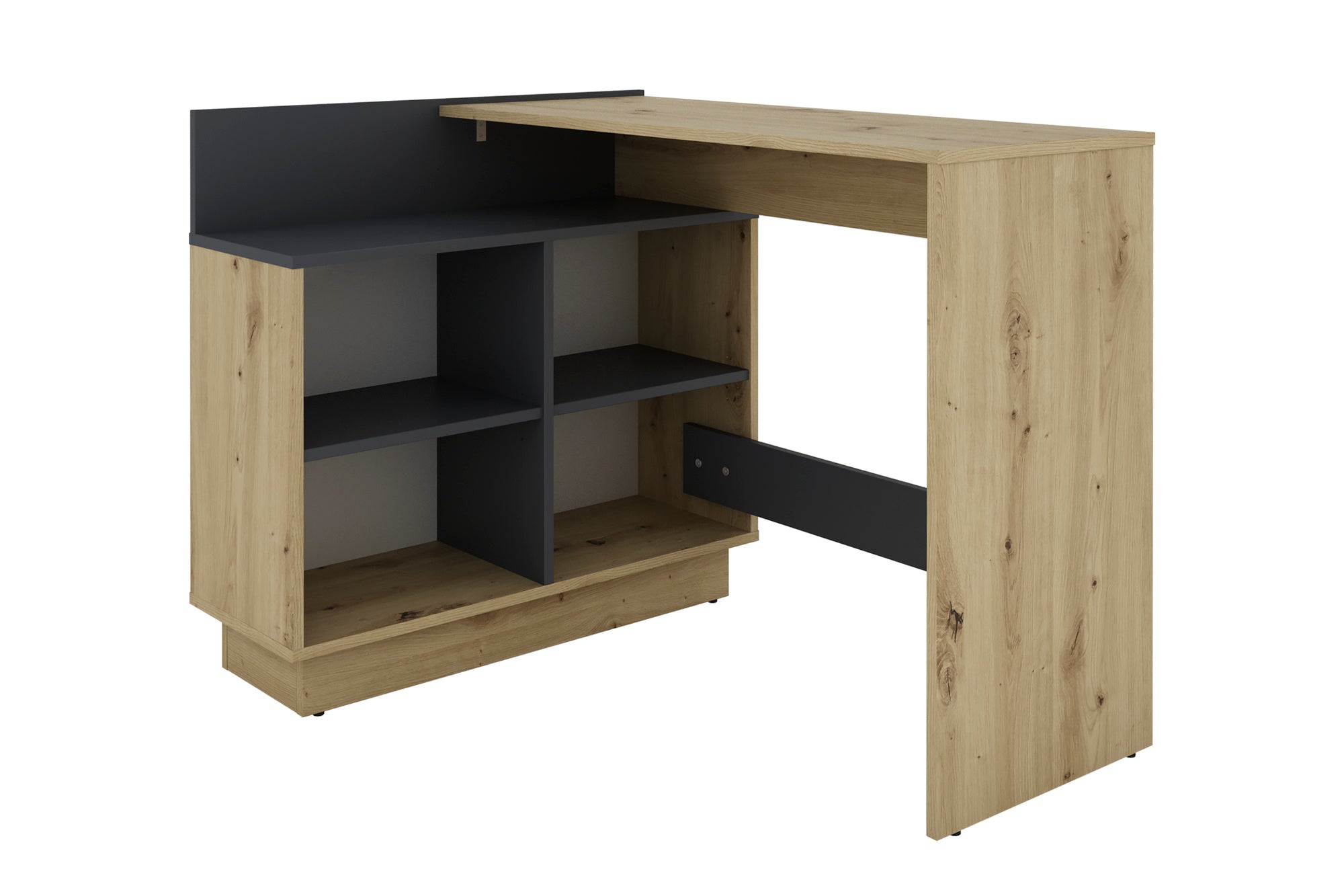 Schreibtisch BERNI / Gaming-Tisch in weiß oder Artisan Eiche (Eiche-Optik) mit graphit / Mit viel Stauraum und großer Tischplatte / Computer-Tisch / PC / Arbeits-Tisch / rechts-links montierbar / B 102, H 77,5, T 80 cm