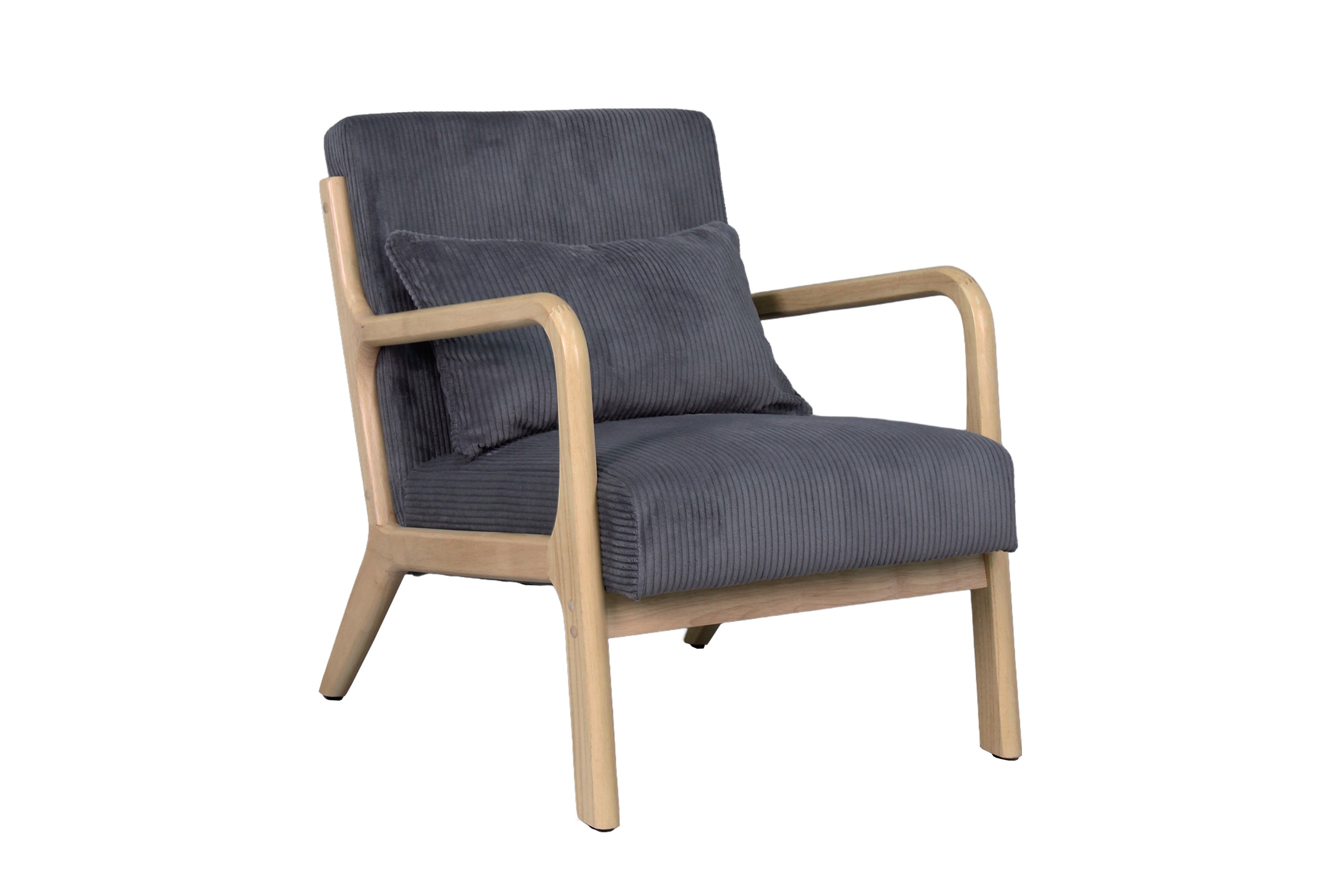 Sessel NOHR / Grob-Cord off-white oder grau / Gestell und Armlehnen Massivholz natur / B 65,5, H 78, T 84 cm