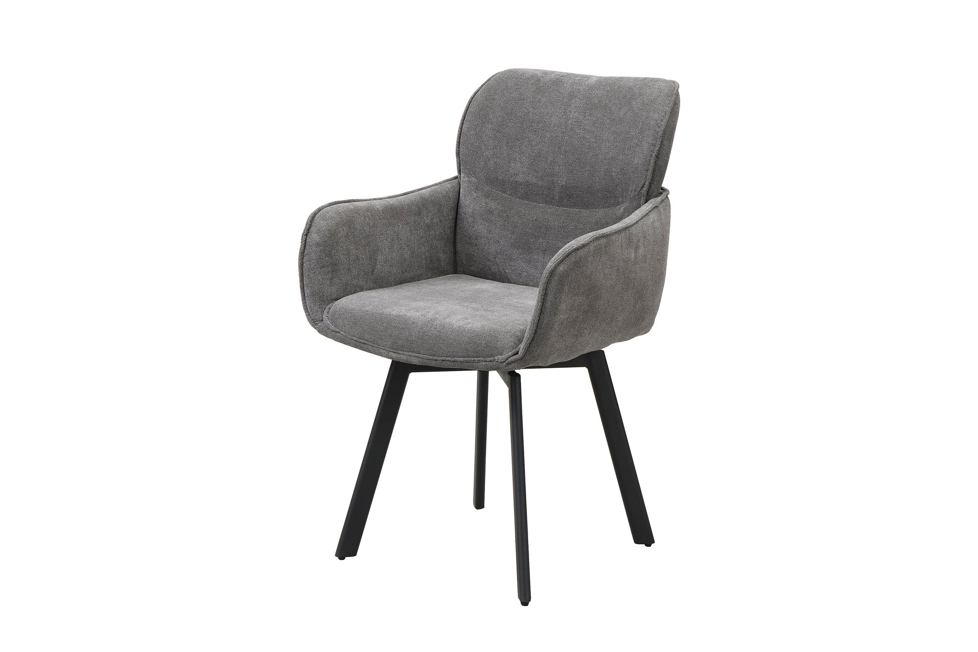 Stuhl 2-er Set RICO / Webstoffbezug in dunkelgrau oder taupe, Gestell in schwarz / 360° drehbar / Esszimmerstuhl / Küchenstuhl / B 61 x H 90 x T 63 cm