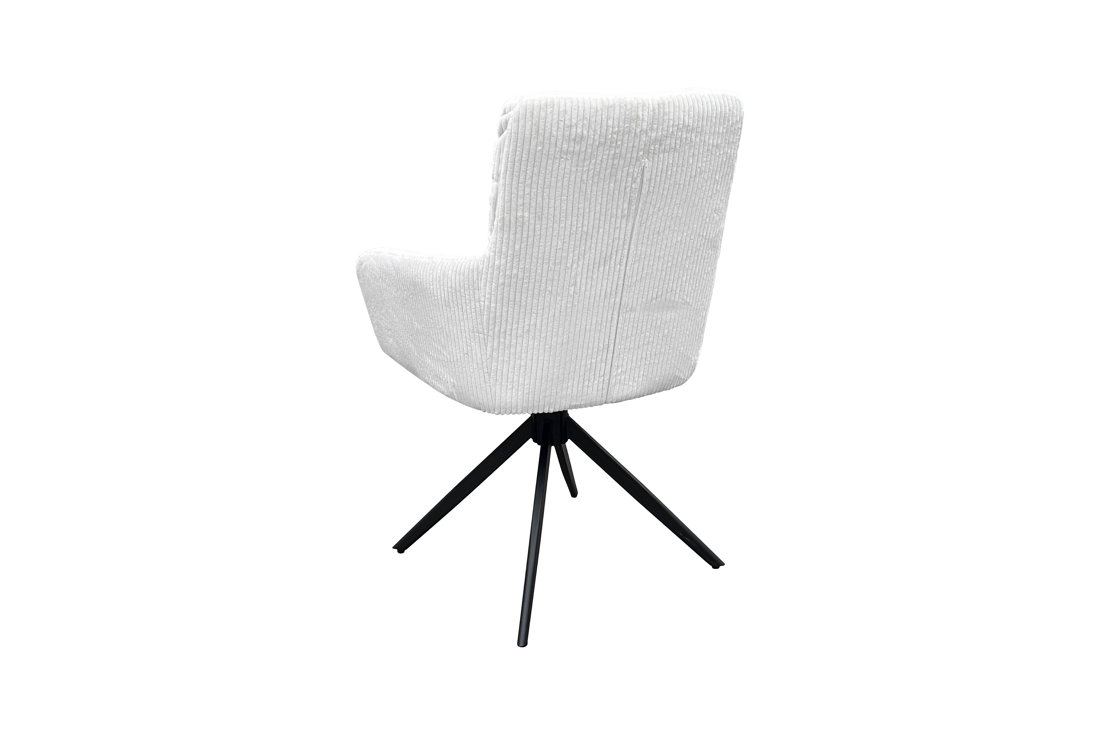 Esszimmerstuhl 2er Set PURA / Grob-Cord dunkelgrau oder off-white / Gestell Metall schwarz matt / Sitzschale 360° drehbar / B 58, H 74, T 60 cm
