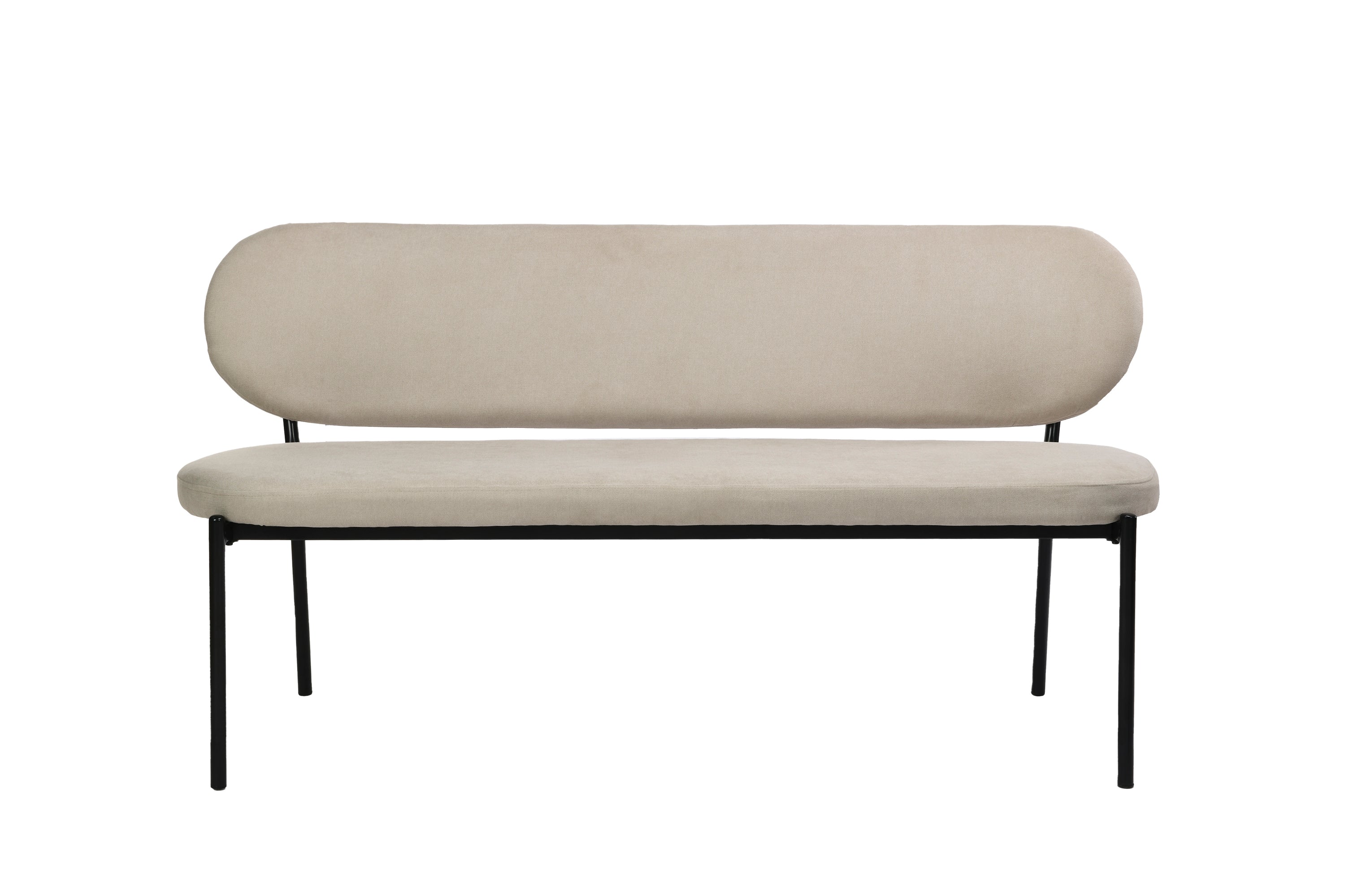 Bank JERSEY / Webstoff dunkelgrau oder / Gestell Metall schwarz / Bank mit Rückenlehne / B 160, H 82, T 62 cm
