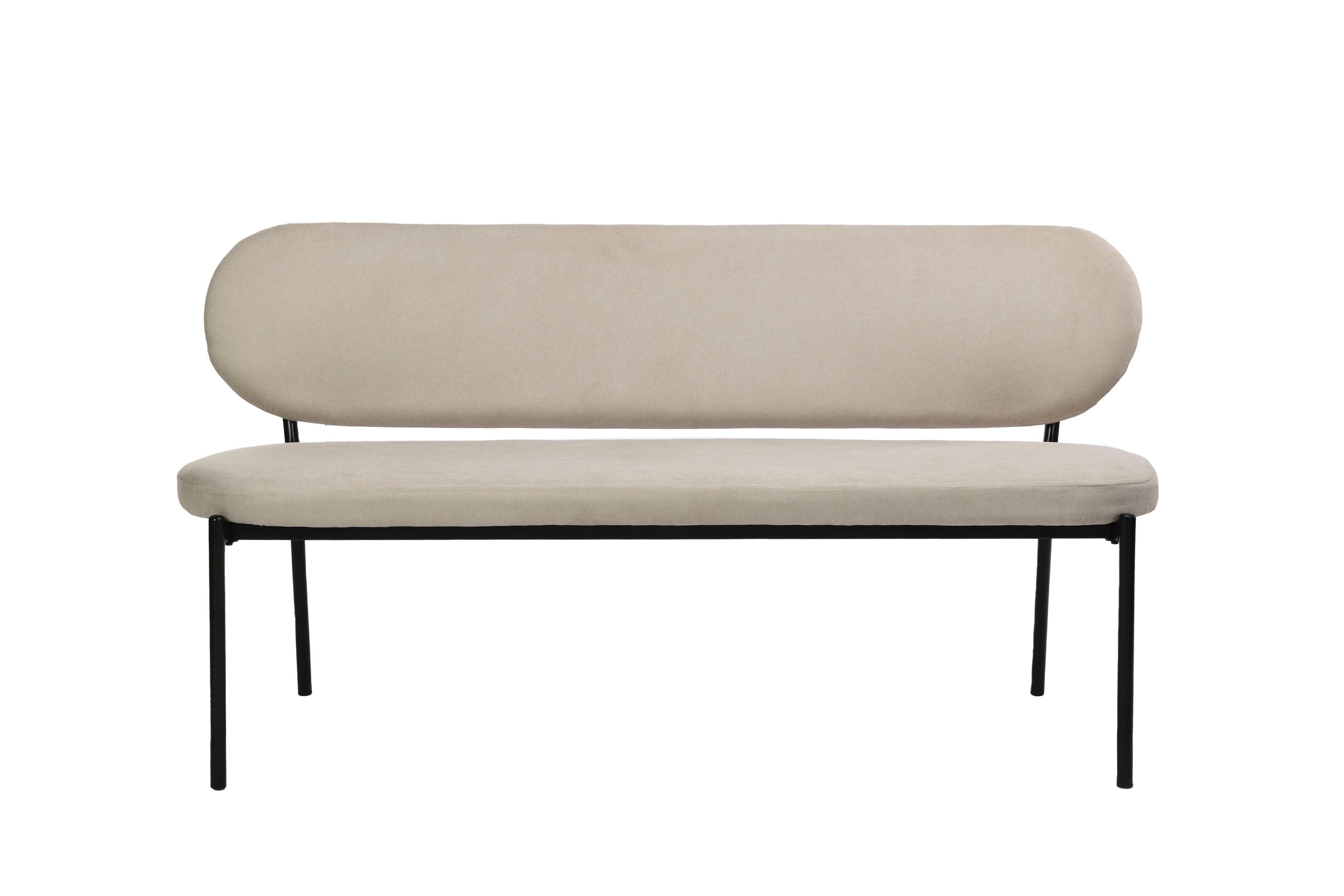 Bank JERSEY / Webstoff dunkelgrau oder / Gestell Metall schwarz / Bank mit Rückenlehne / B 160, H 82, T 62 cm