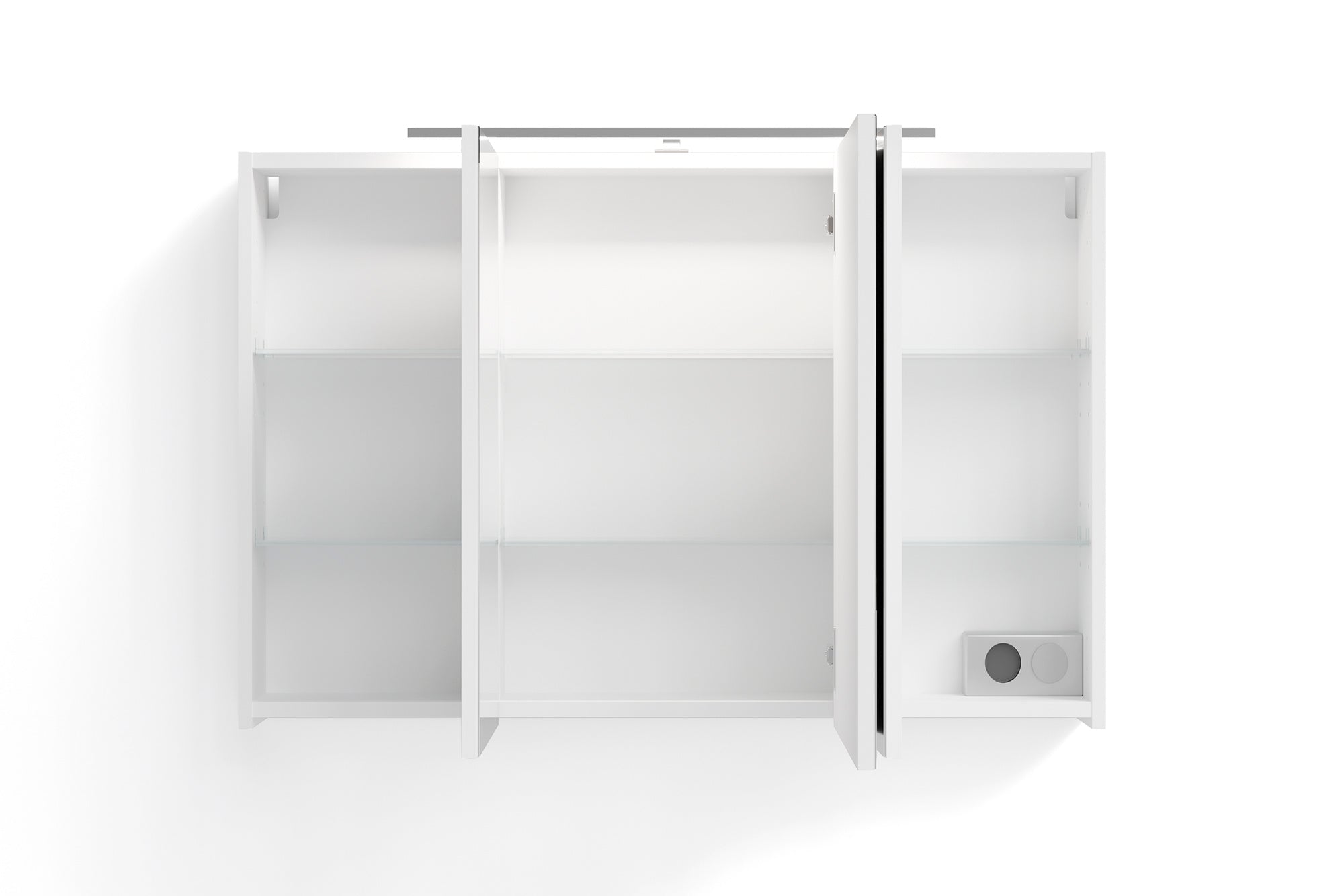 byLIVING Spiegelschrank SPREE / Korpus matt weiß oder anthrazit mit Spiegeltüren / Hängeschrank mit Soft-Close-Funktion / Inklusive LED-Beleuchtung / Badschrank mit Stecker- und Schalterdose / B 100, H 60, T 20 cm