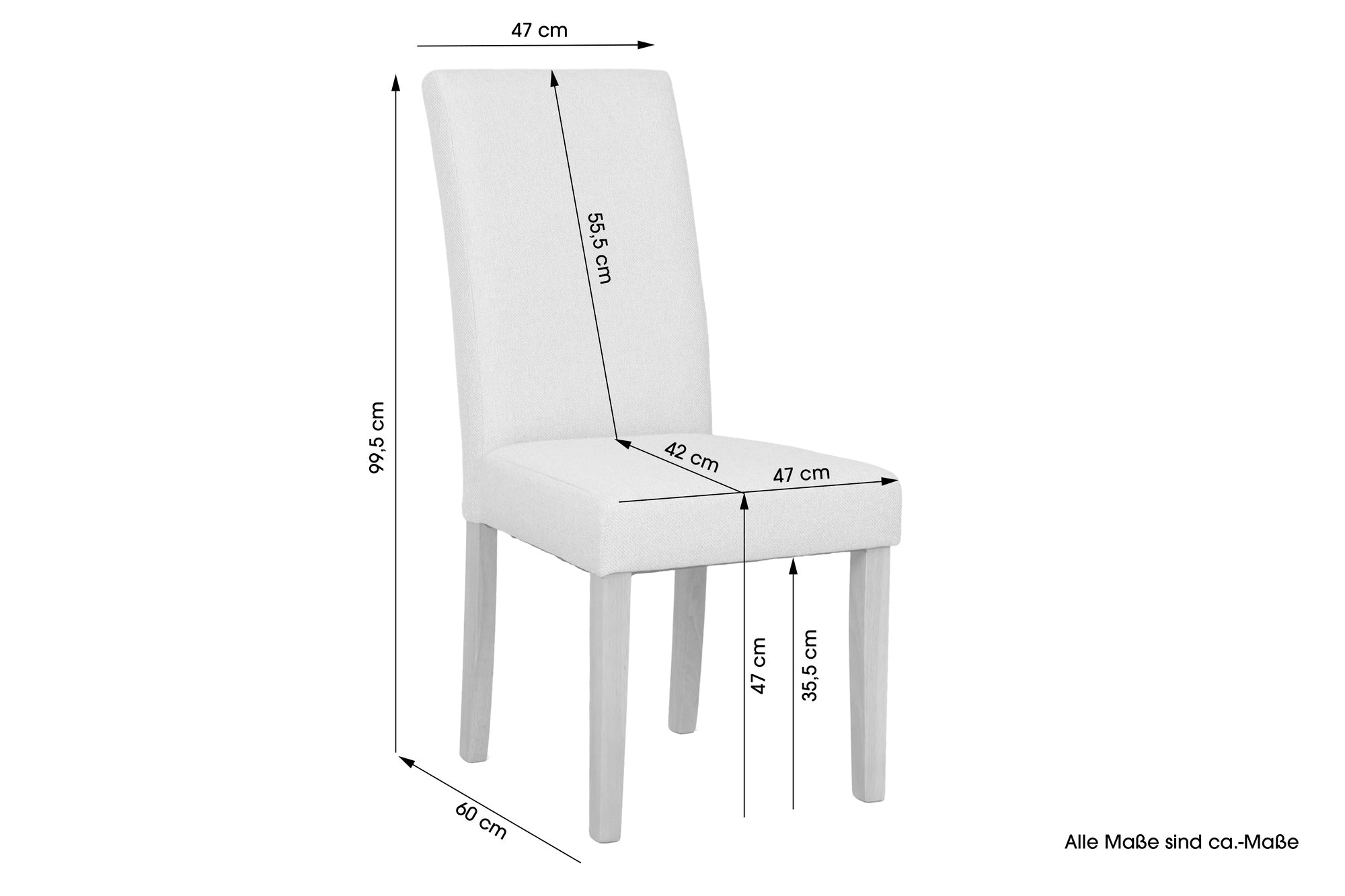 Esszimmerstuhl 2er Set ELIAS / Webstoff taupe oder dunkelgrau / Gestell Massivholz Rubberwood natur / B 47, H 99,5, T 60 cm