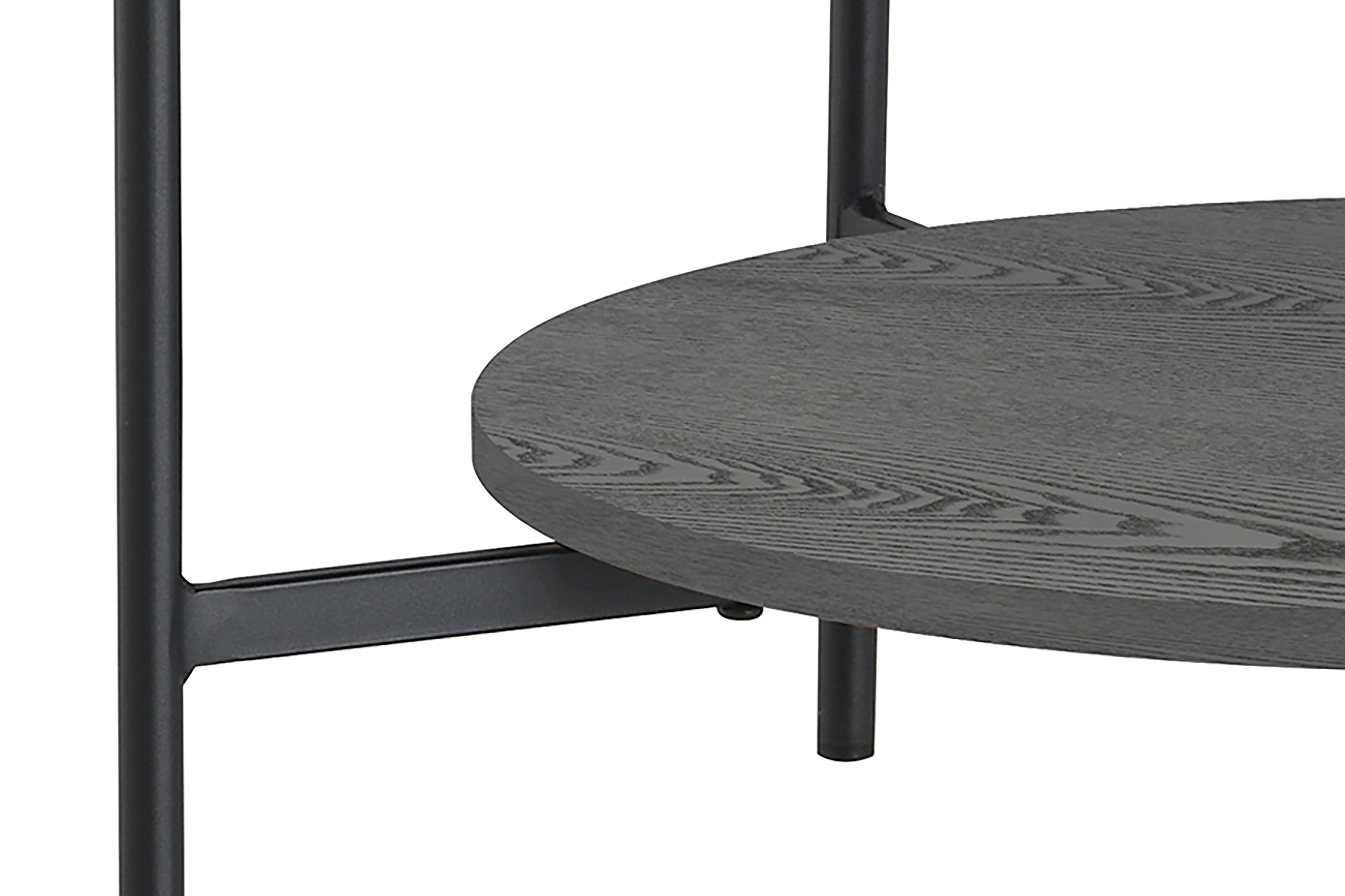 Couchtisch OHIO / Tischplatte Rauchglas grau / Ablageboden MDF Echtholzfurnier schwarz / Gestell Metall schwarz / D 73,5, H 42,5 cm