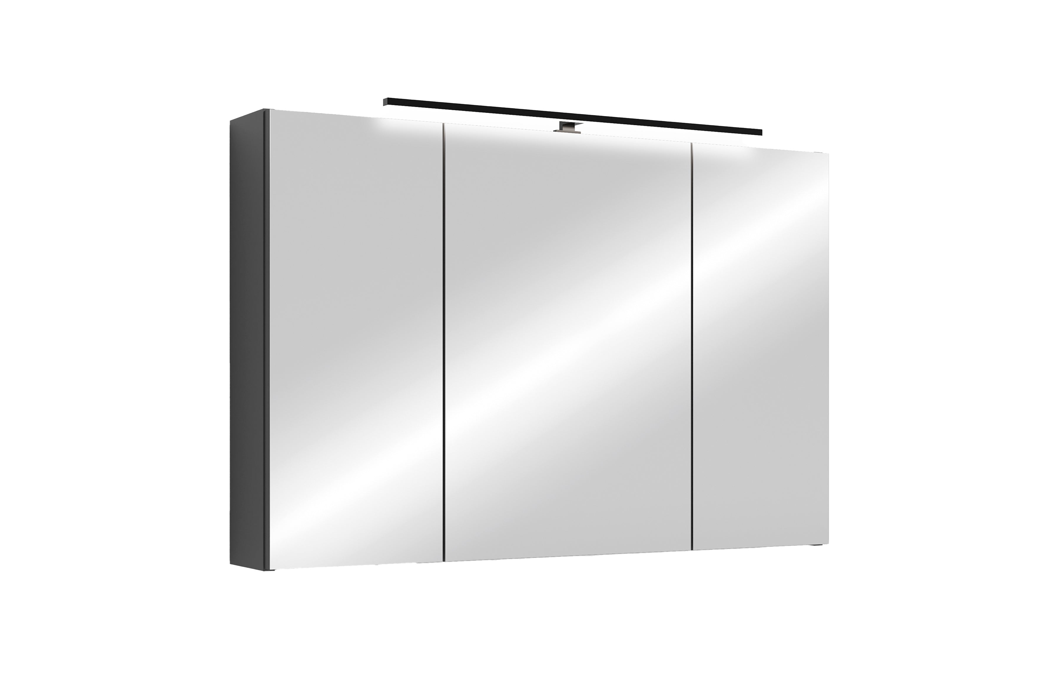 byLIVING Spiegelschrank SPREE / Korpus matt weiß oder anthrazit mit Spiegeltüren / Hängeschrank mit Soft-Close-Funktion / Inklusive LED-Beleuchtung / Badschrank mit Stecker- und Schalterdose / B 90, H 60, T 20 cm