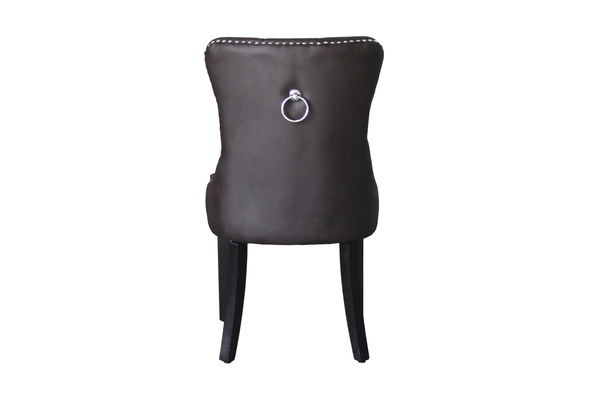 Esszimmerstuhl 2er Set DOMINO / Kunstleder dunkelbraun / Gestell Massivholz schwarz / B 48,5, H 93, T 61 cm