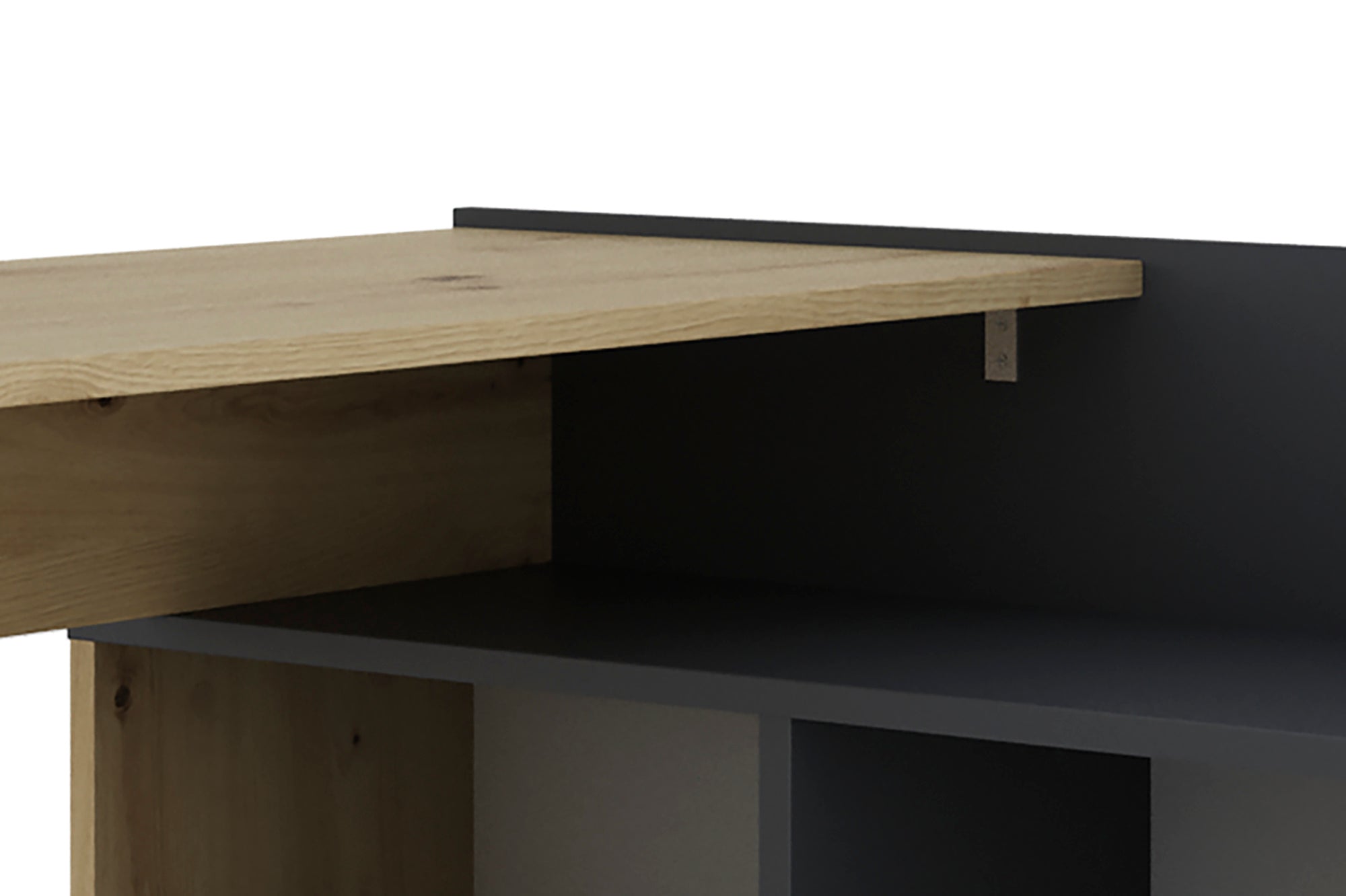 byLIVING Schreibtisch BERNI / Gaming-Tisch in weiß oder Artisan Eiche (Eiche-Optik) mit graphit / Mit viel Stauraum und großer Tischplatte / Computer-Tisch / PC / Arbeits-Tisch / rechts-links montierbar / B 112, H 77,5, T 80 cm