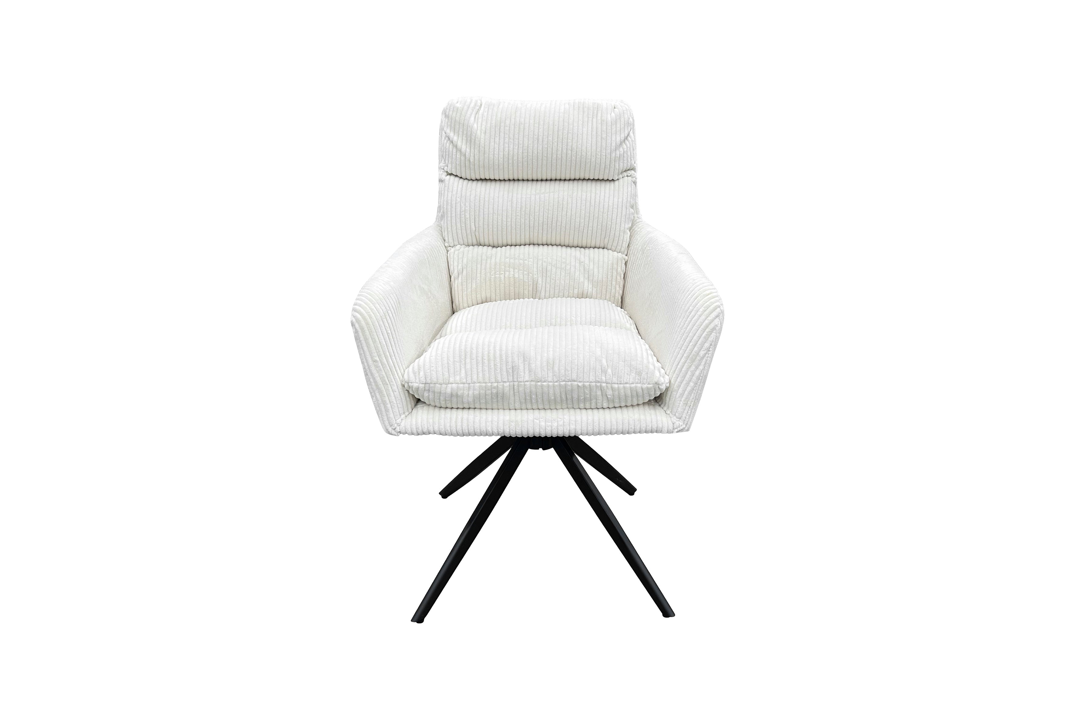 Esszimmerstuhl 2er Set PURA / Grob-Cord dunkelgrau oder off-white / Gestell Metall schwarz matt / Sitzschale 360° drehbar / B 58, H 74, T 60 cm