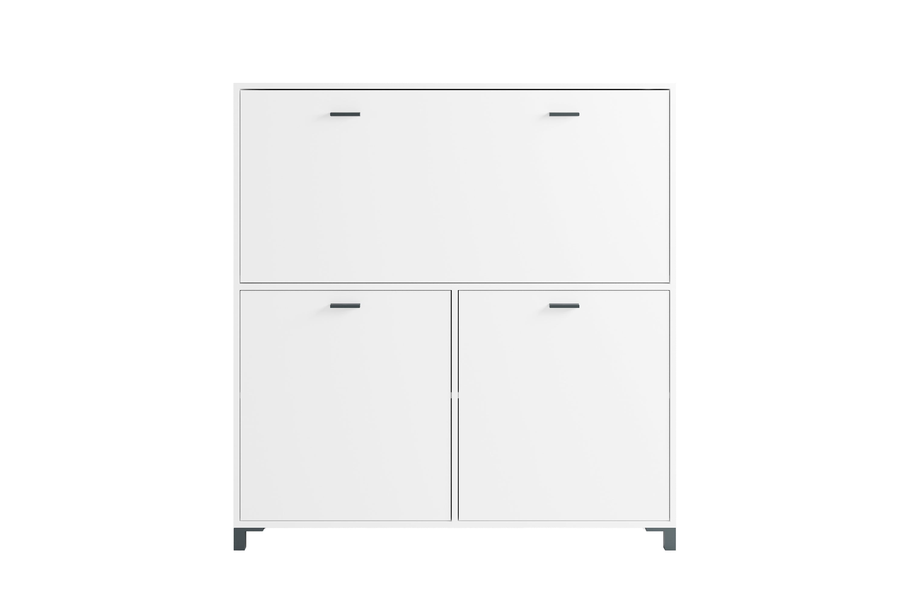 Sekretär MONTANA / Sekretär matt weiß oder Artisan Eiche (Eiche-Optik) / Office-Schrank mit 1 Klappe und 2 Türen / schwarze Griffe / B 120, H 127, T 40 cm