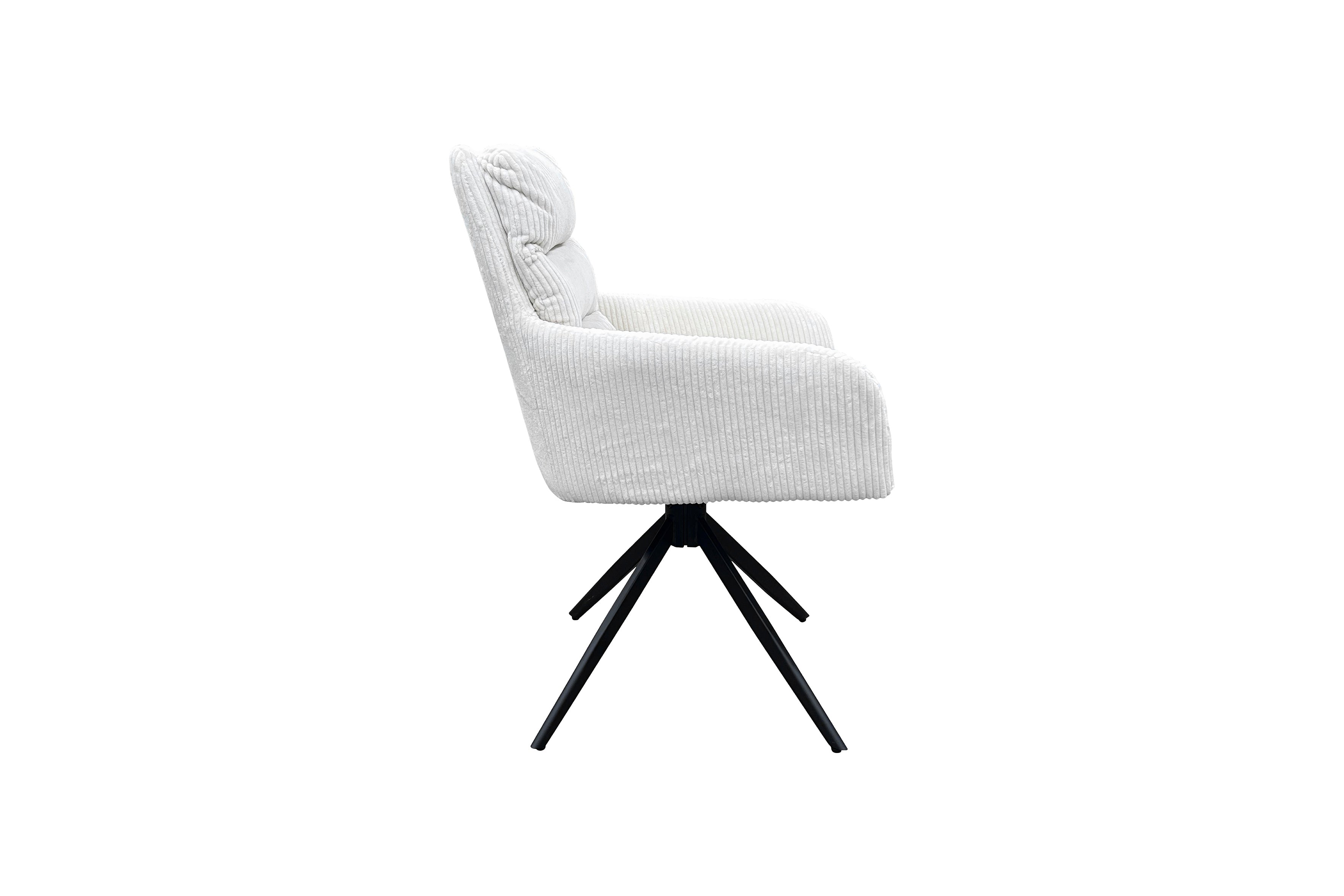 Esszimmerstuhl 2er Set PURA / Grob-Cord dunkelgrau oder off-white / Gestell Metall schwarz matt / Sitzschale 360° drehbar / B 58, H 74, T 60 cm