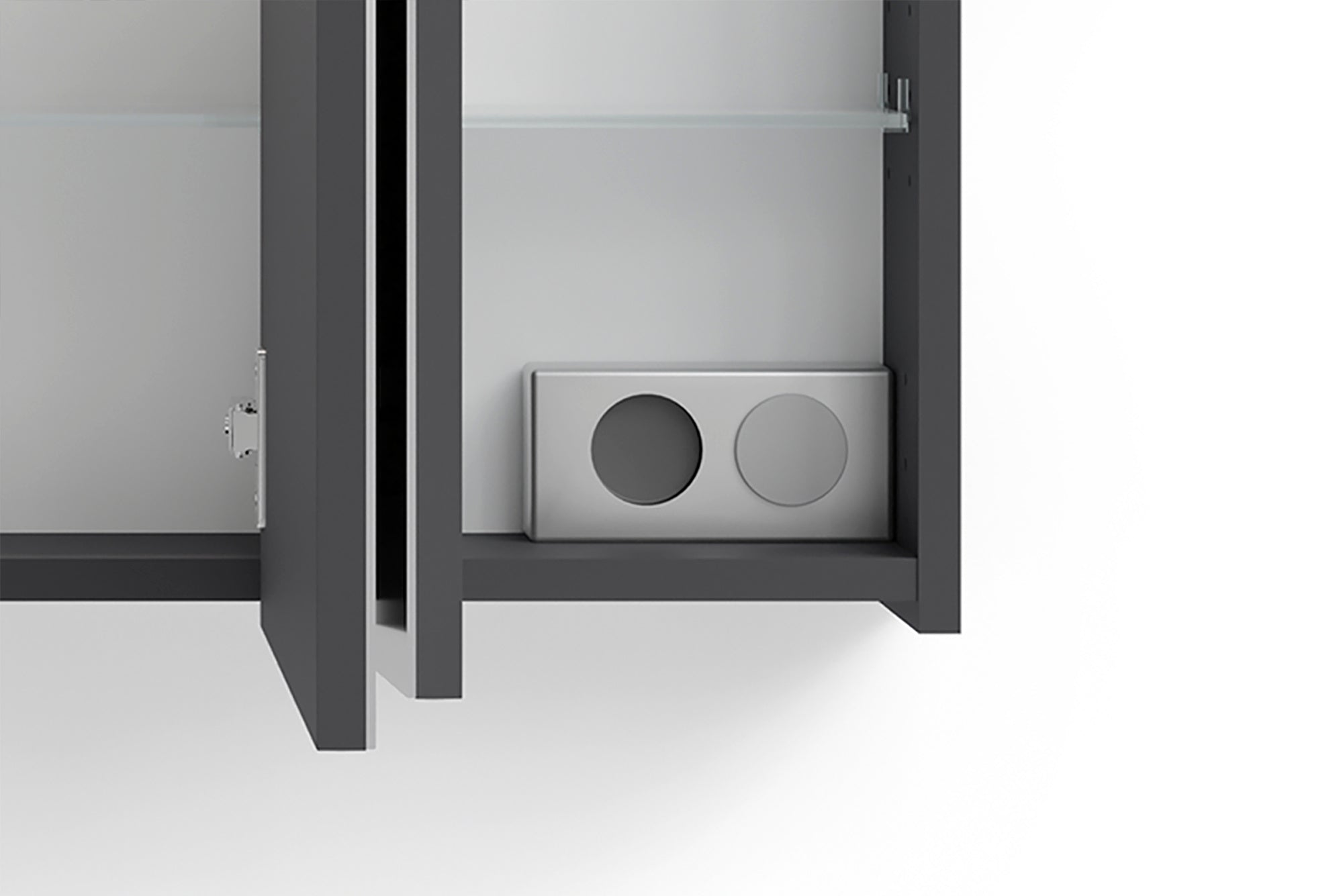 byLIVING Spiegelschrank SPREE / Korpus matt weiß oder anthrazit mit Spiegeltüren / Hängeschrank mit Soft-Close-Funktion / Inklusive LED-Beleuchtung / Badschrank mit Stecker- und Schalterdose / B 90, H 60, T 20 cm