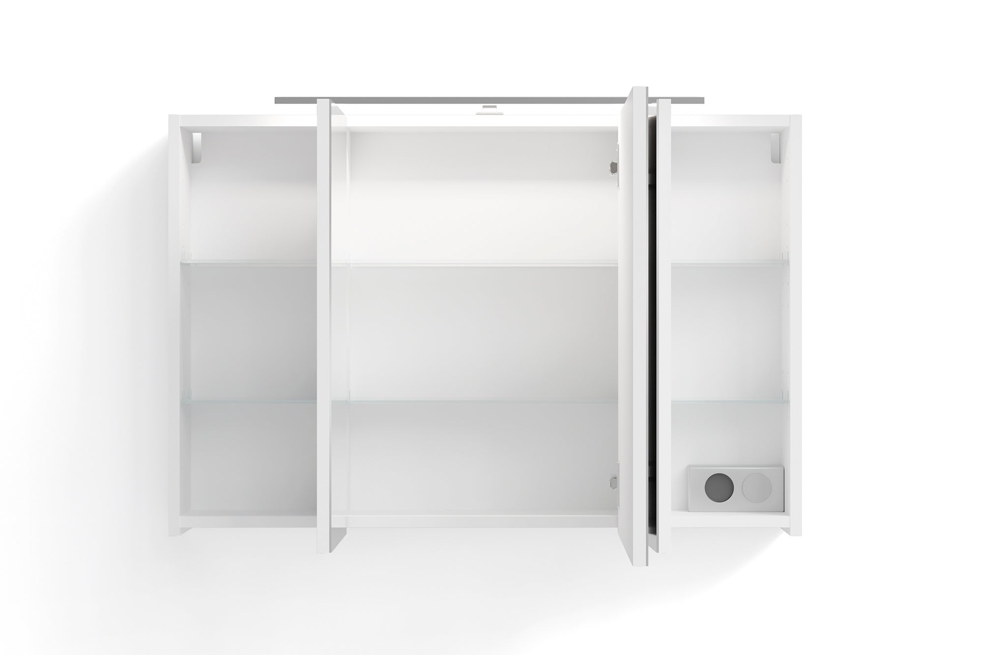 byLIVING Spiegelschrank SPREE / Korpus matt weiß oder anthrazit mit Spiegeltüren / Hängeschrank mit Soft-Close-Funktion / Inklusive LED-Beleuchtung / Badschrank mit Stecker- und Schalterdose / B 90, H 60, T 20 cm