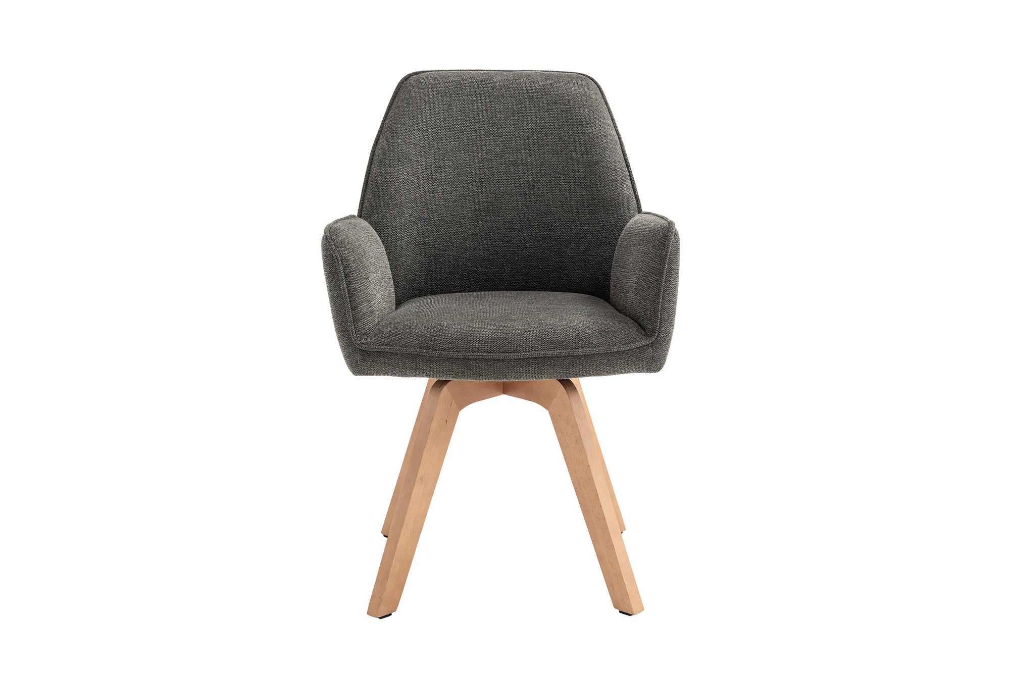 byLIVING Esszimmerstuhl 2er Set TONY / Webstoff hellgrau oder anthrazit / Gestell Buche natur in Eiche-Optik / Sitzschale 360° drehbar / Küchenstuhl / Wohnzimmerstuhl / B 57, H 89, T 61 cm