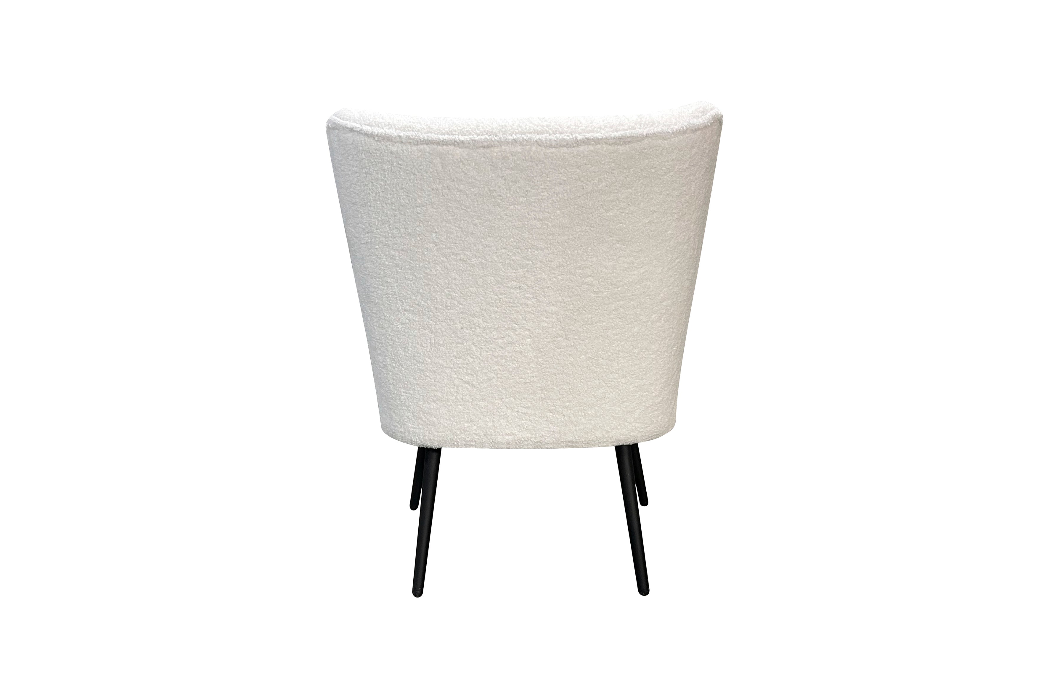 Einzelsessel TEDDY / Teddystoff off-white / Gestell Metall schwarz matt / Sessel / B 66, H 85,5, T 72,5 cm