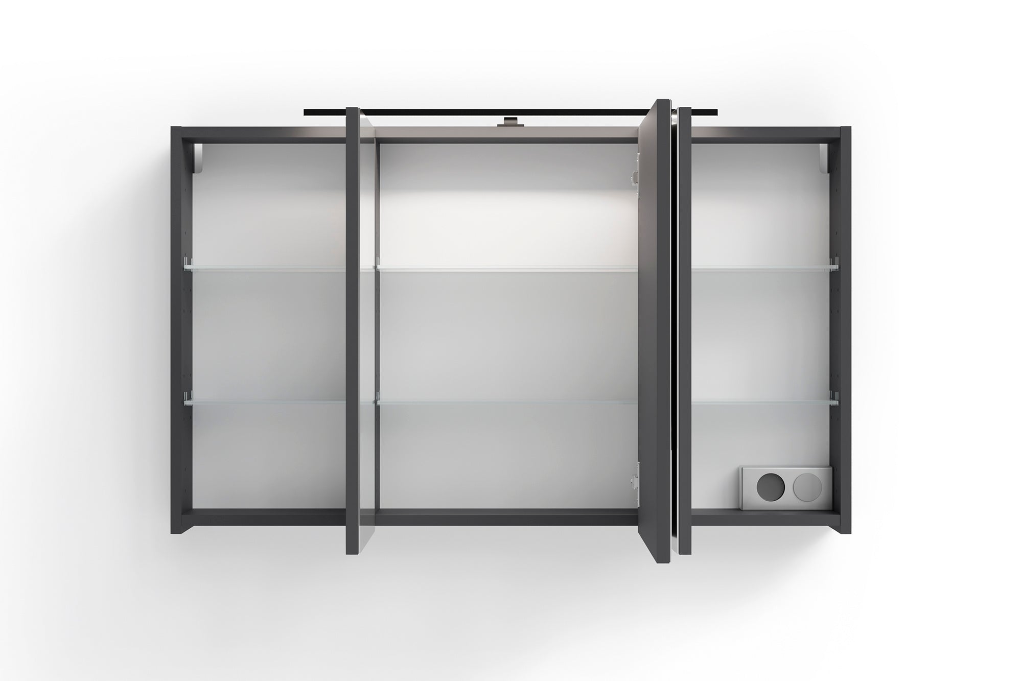 byLIVING Spiegelschrank SPREE / Korpus matt weiß oder anthrazit mit Spiegeltüren / Hängeschrank mit Soft-Close-Funktion / Inklusive LED-Beleuchtung / Badschrank mit Stecker- und Schalterdose / B 100, H 60, T 20 cm