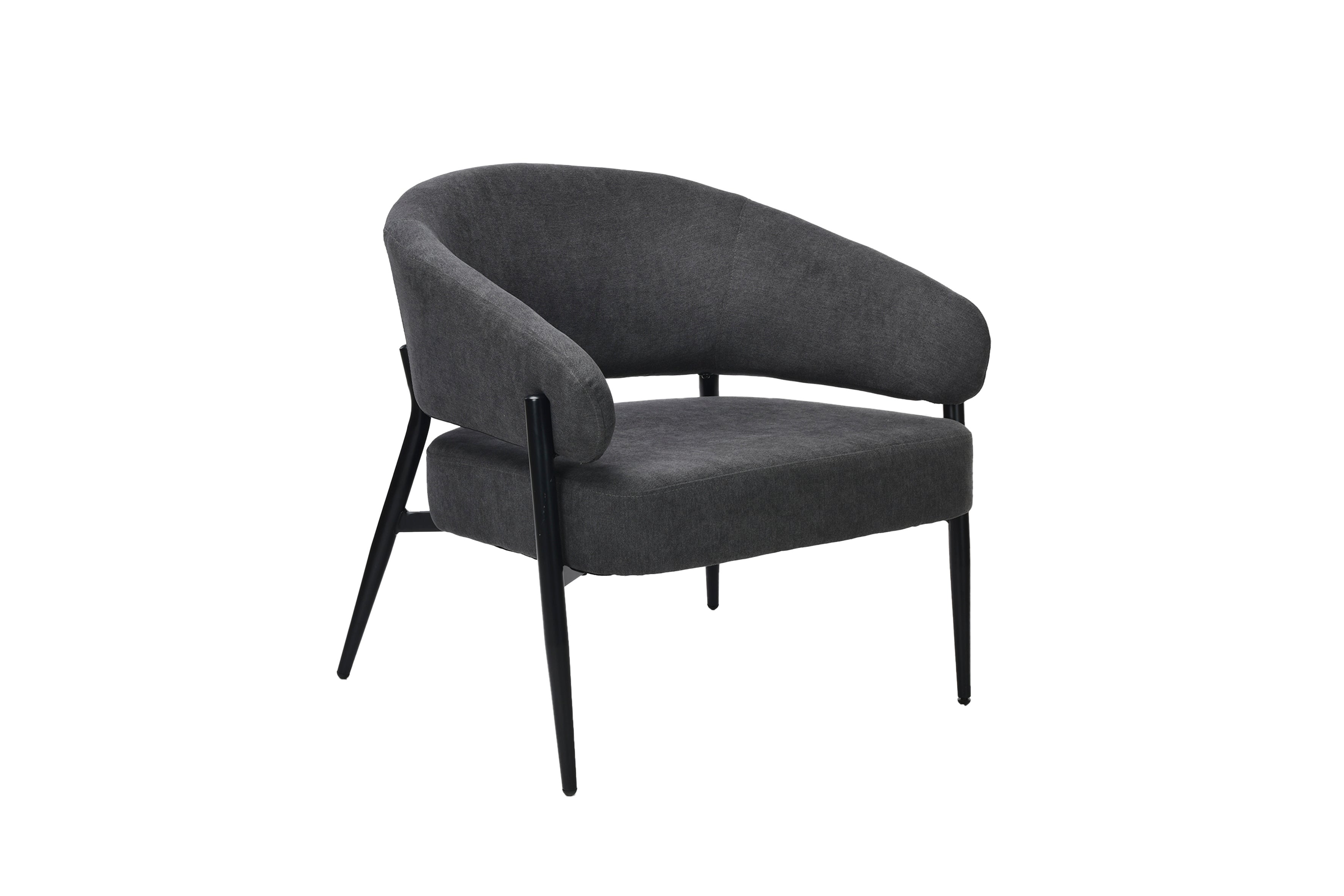 Sessel JOHN / Webstoff dunkelgrau / Gestell Metall schwarz / B 75, H 72,5, T 73 cm