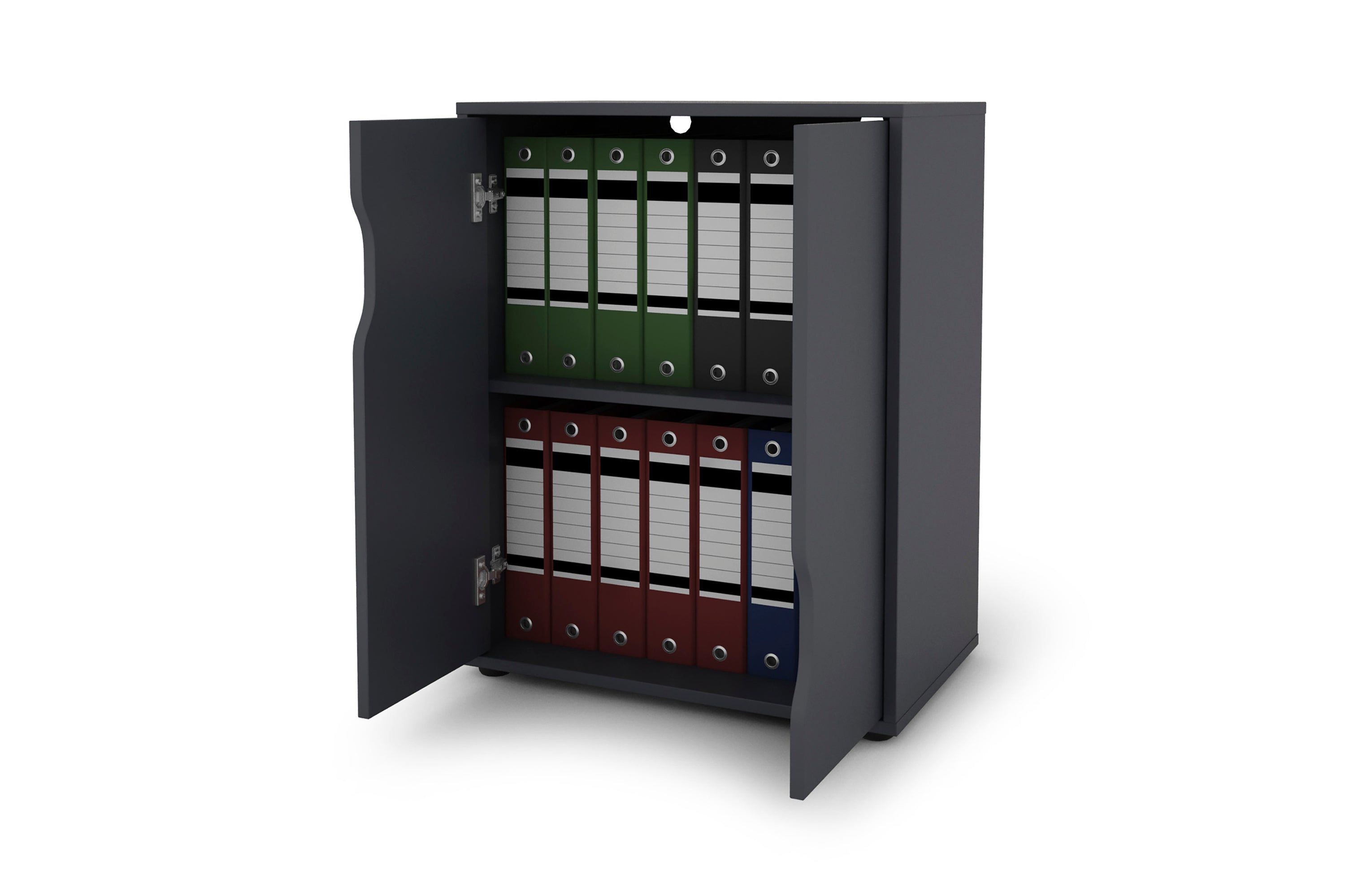Aktenschrank BELFAST / mit viel Stauraum / 2 Türen / weiß oder anthazit / B 60, H 76,5, T 37 cm