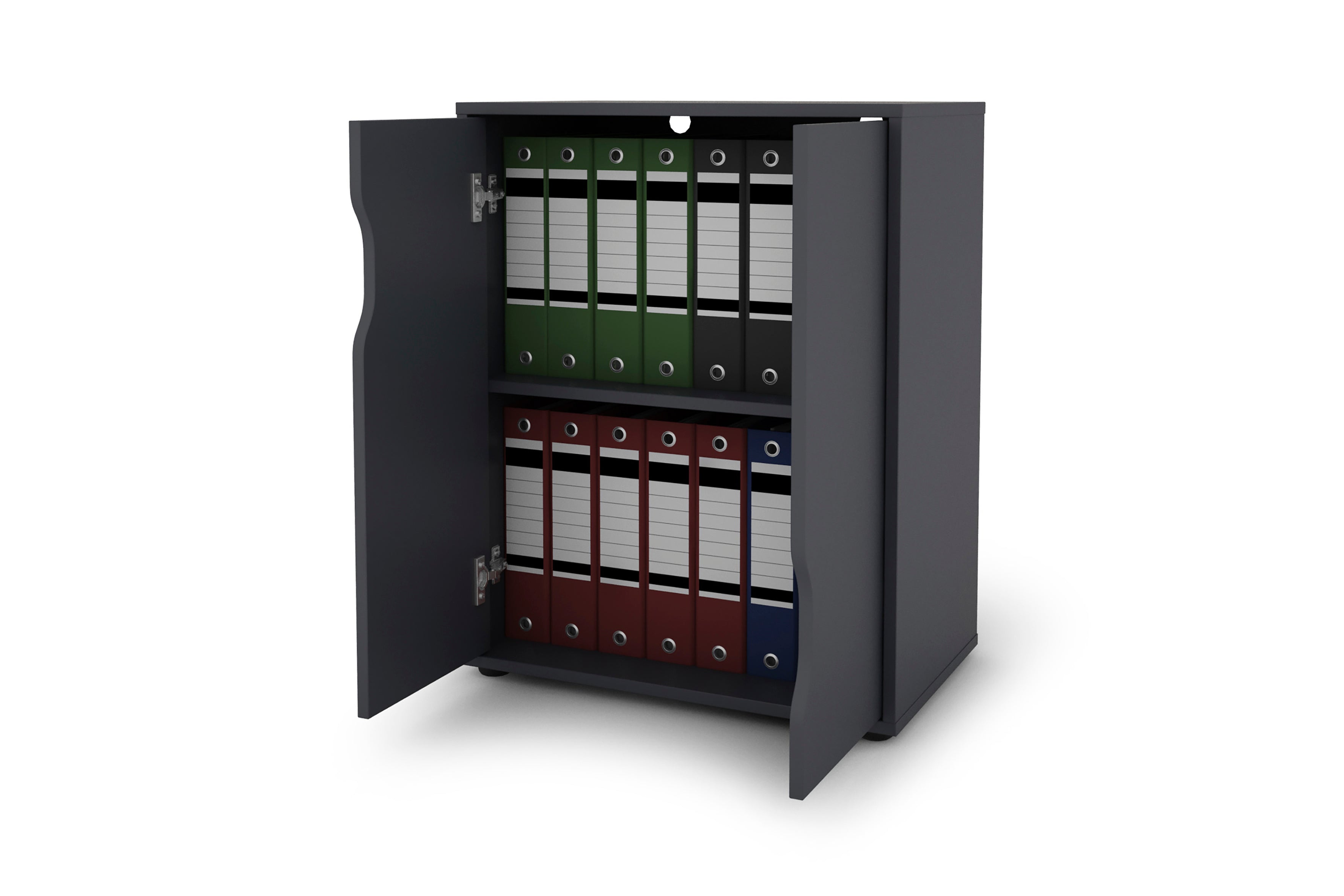 Aktenschrank BELFAST / mit viel Stauraum / 2 Türen / weiß oder anthazit / B 60, H 76,5, T 37 cm