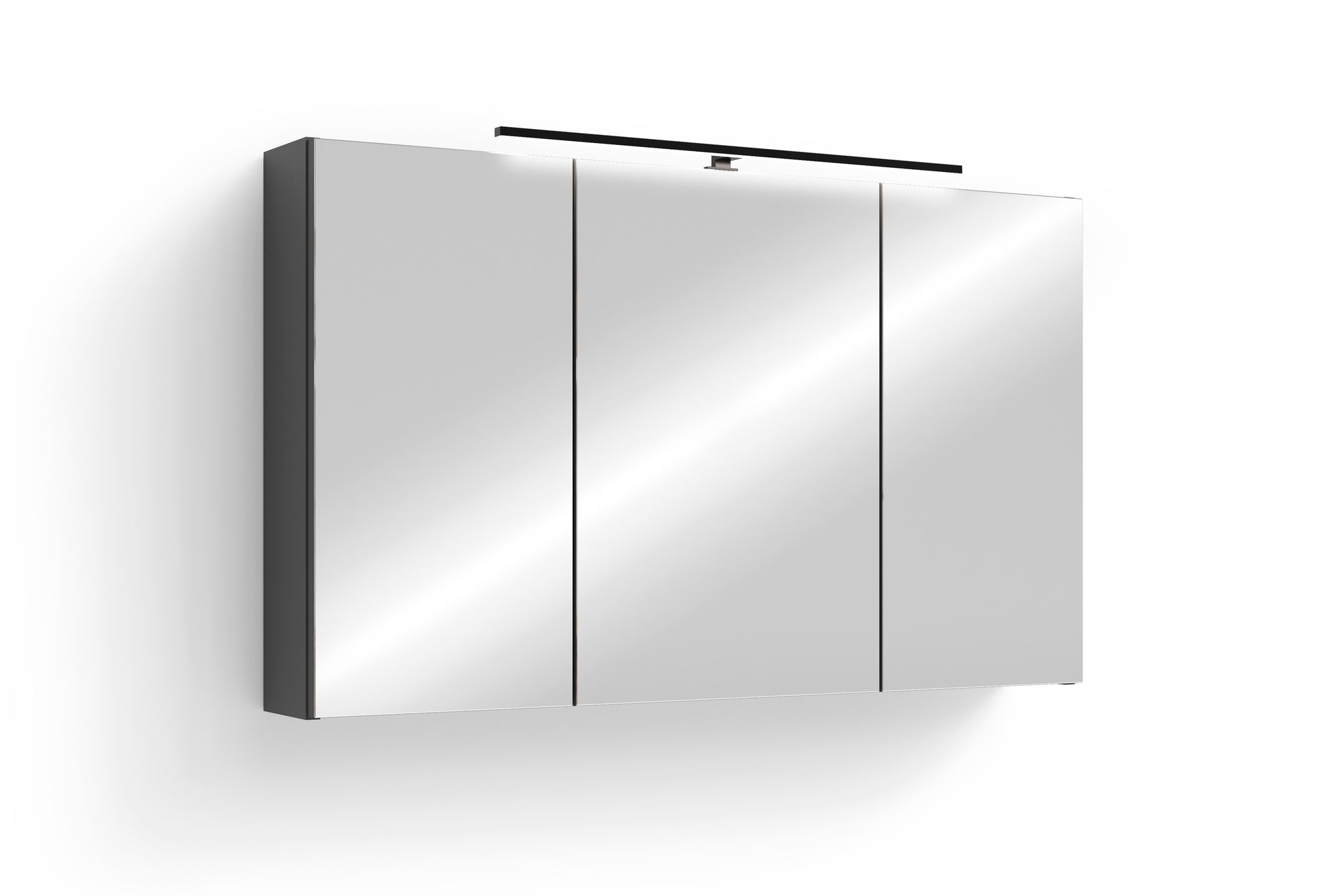 byLIVING Spiegelschrank SPREE / Korpus matt weiß oder anthrazit mit Spiegeltüren / Hängeschrank mit Soft-Close-Funktion / Inklusive LED-Beleuchtung / Badschrank mit Stecker- und Schalterdose / B 100, H 60, T 20 cm