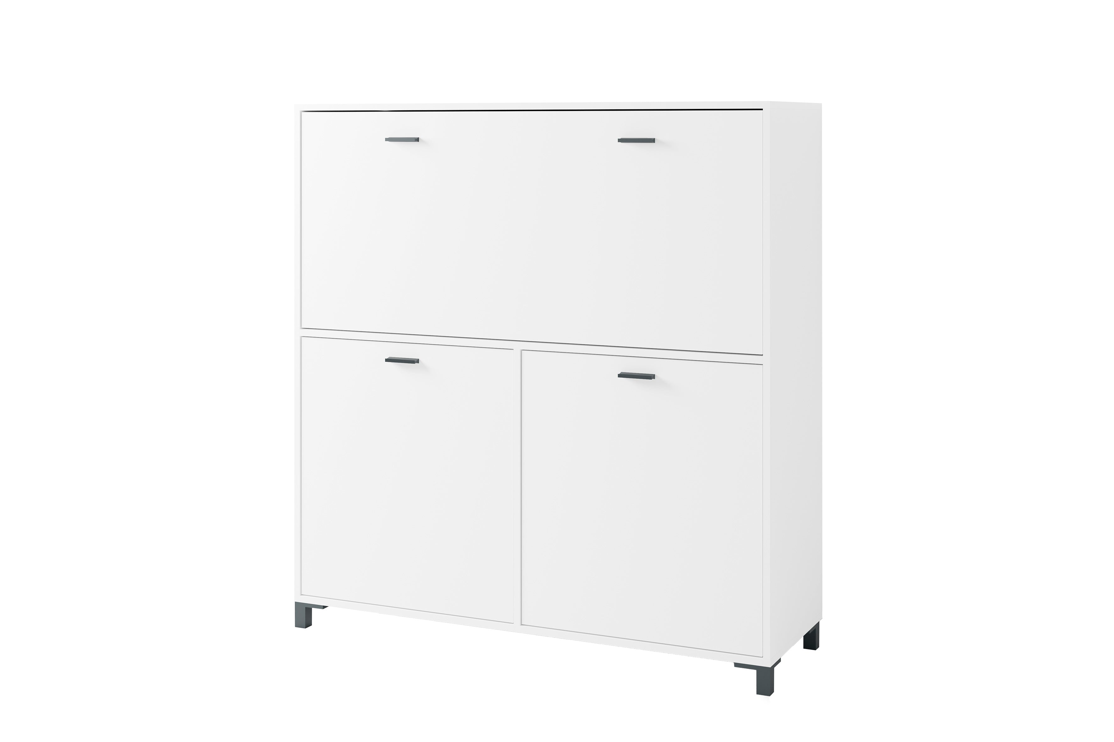 Sekretär MONTANA / Sekretär matt weiß oder Artisan Eiche (Eiche-Optik) / Office-Schrank mit 1 Klappe und 2 Türen / schwarze Griffe / B 120, H 127, T 40 cm