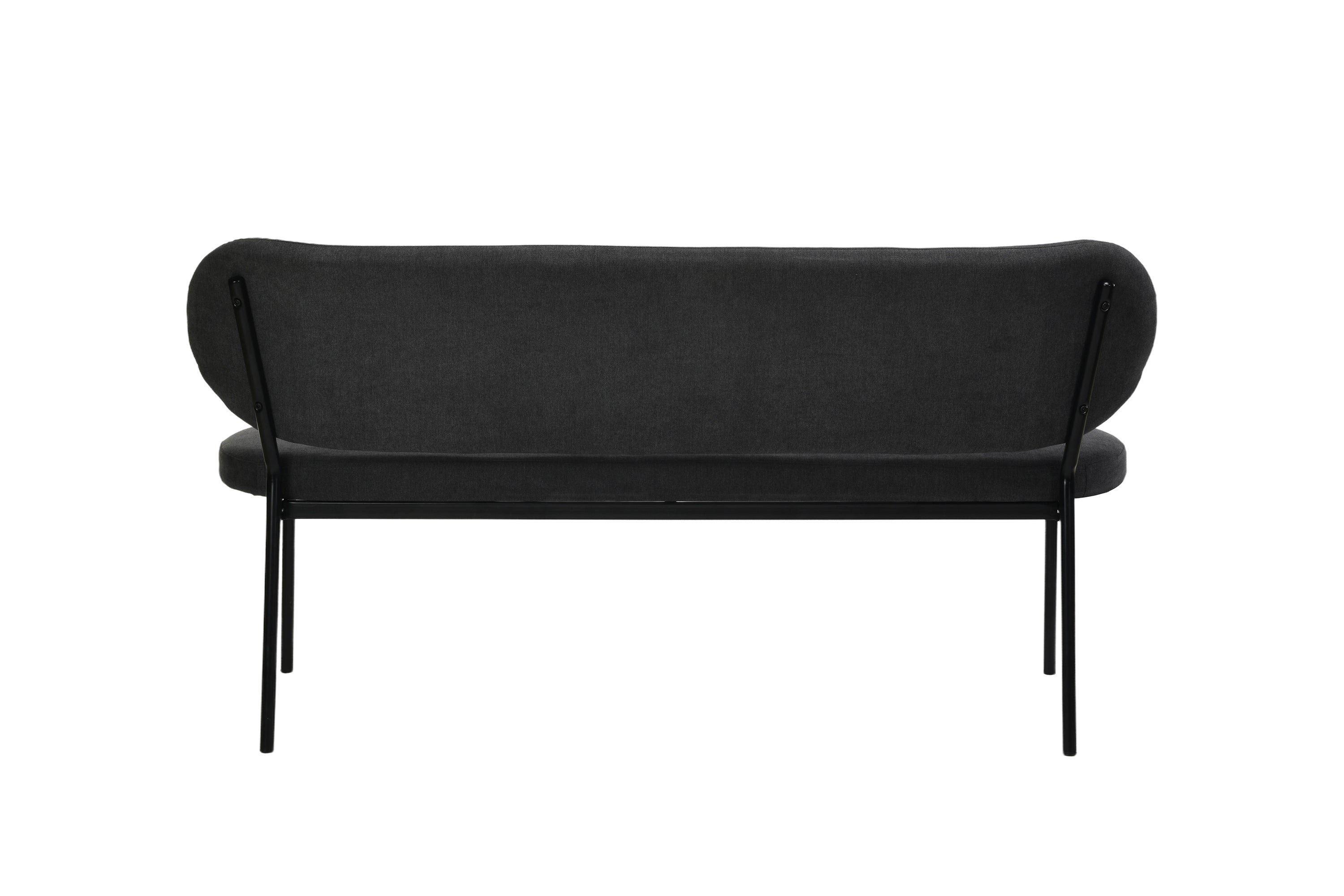 Bank JERSEY / Webstoff dunkelgrau oder / Gestell Metall schwarz / Bank mit Rückenlehne / B 160, H 82, T 62 cm