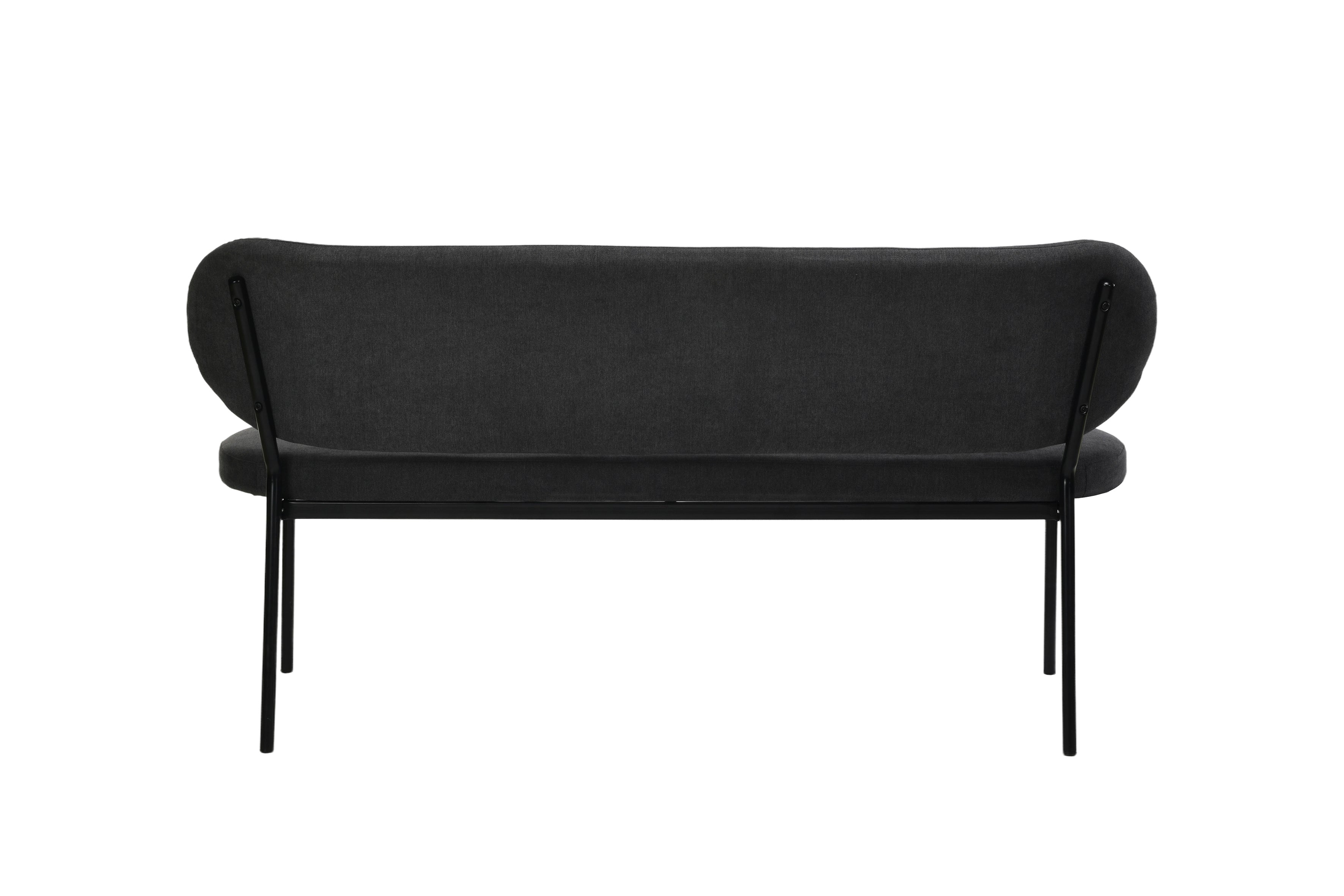 Bank JERSEY / Webstoff dunkelgrau oder / Gestell Metall schwarz / Bank mit Rückenlehne / B 160, H 82, T 62 cm
