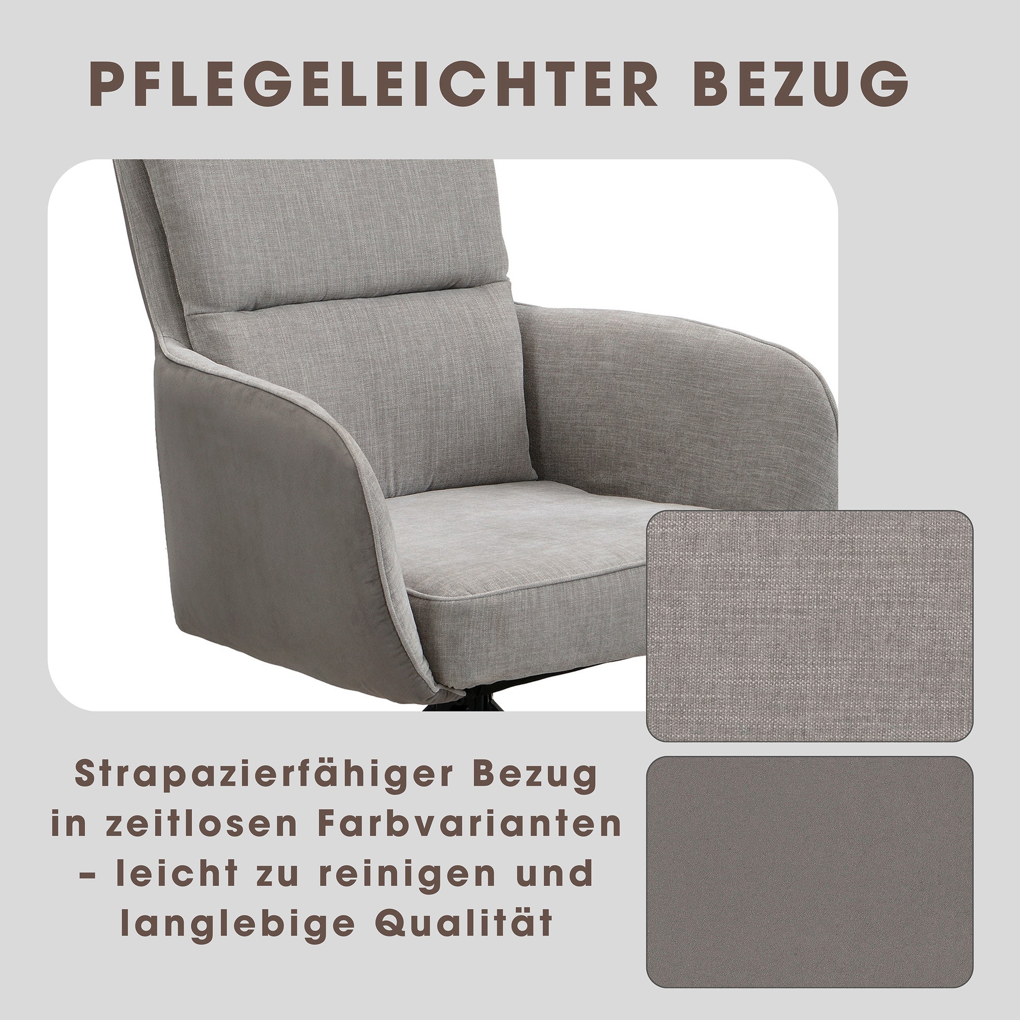 Stuhl 2-er Set TINO / Bezug Webstoff-Mikrofaser in schwarz oder hellgrau, Gestell in schwarz / 360° drehbar / Esszimmerstuhl / Küchenstuhl / B 62 x H 94 x T 70 cm