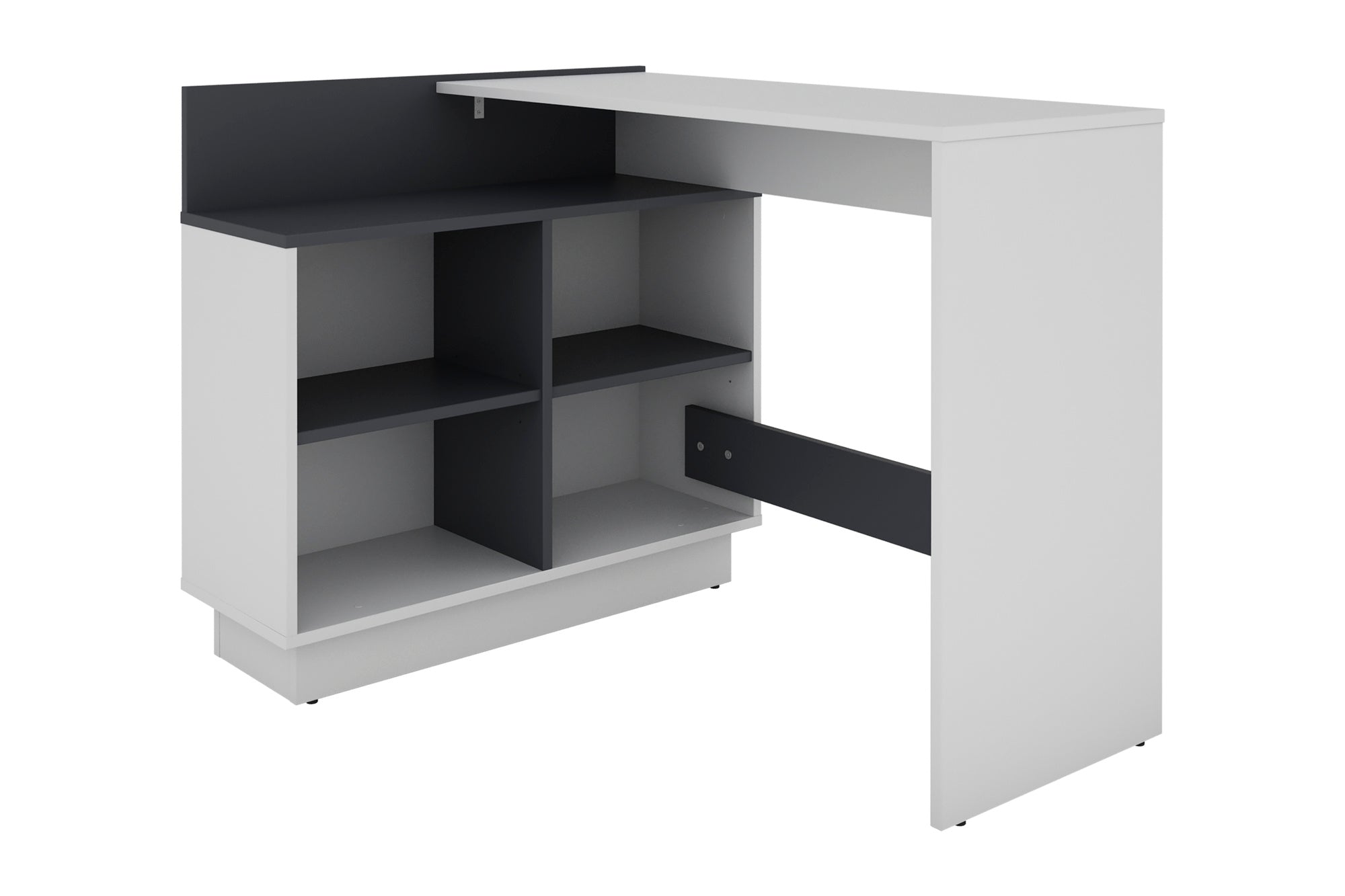 Schreibtisch BERNI / Gaming-Tisch in weiß oder Artisan Eiche (Eiche-Optik) mit graphit / Mit viel Stauraum und großer Tischplatte / Computer-Tisch / PC / Arbeits-Tisch / rechts-links montierbar / B 102, H 77,5, T 80 cm
